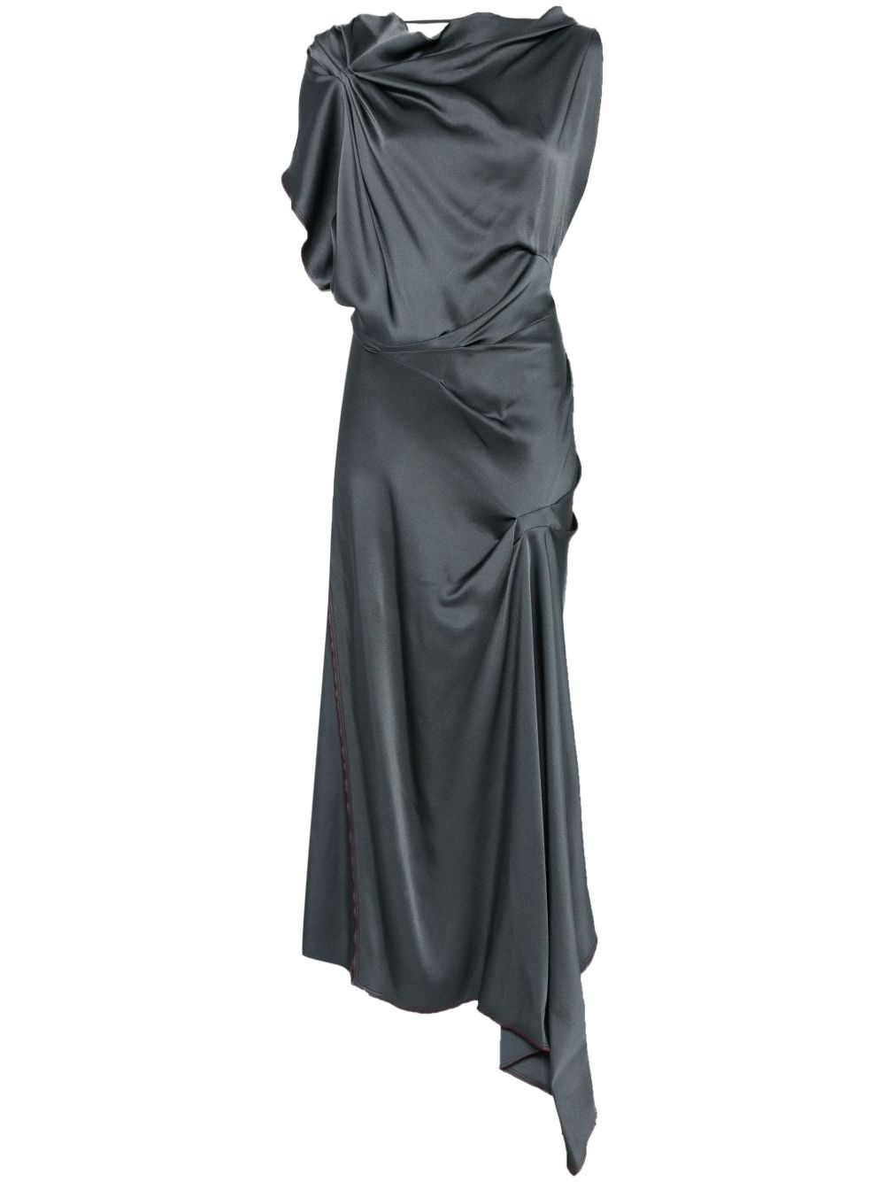 asymmetric draped midi dress - 1