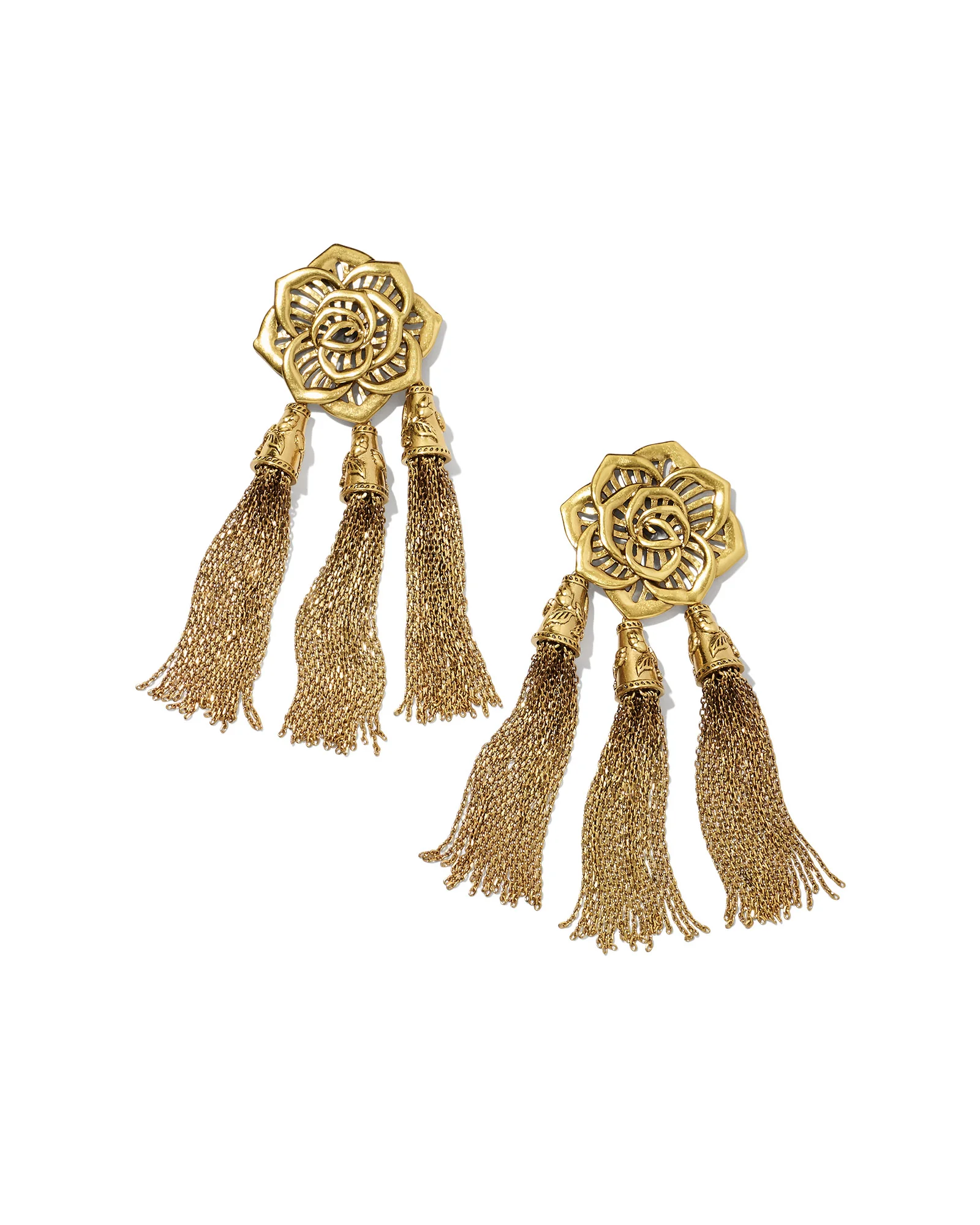 Ansel Rose Statement Earrings in Vintage Gold - 1