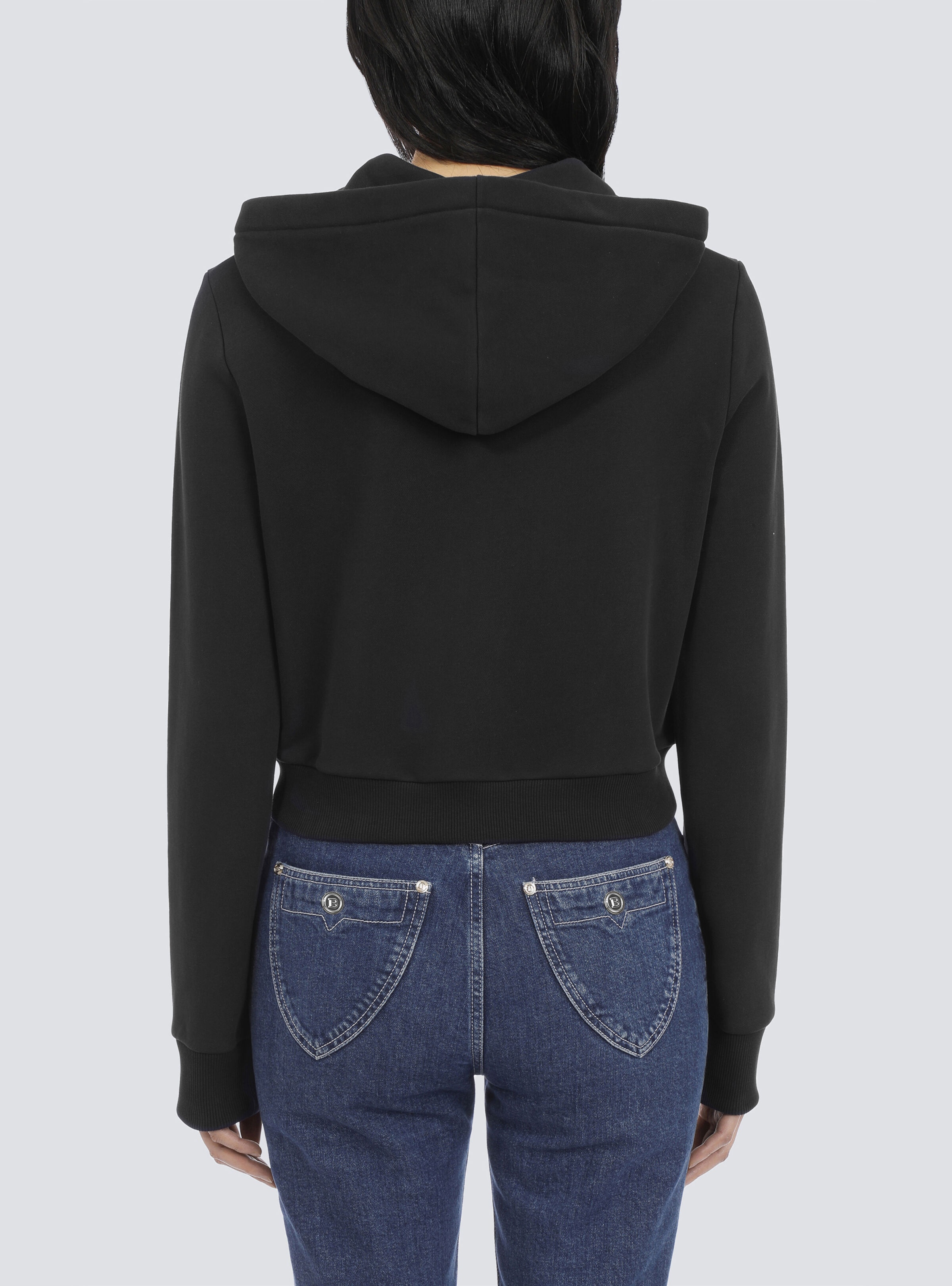 Cropped cotton sweatshirt with Balmain logo - 9