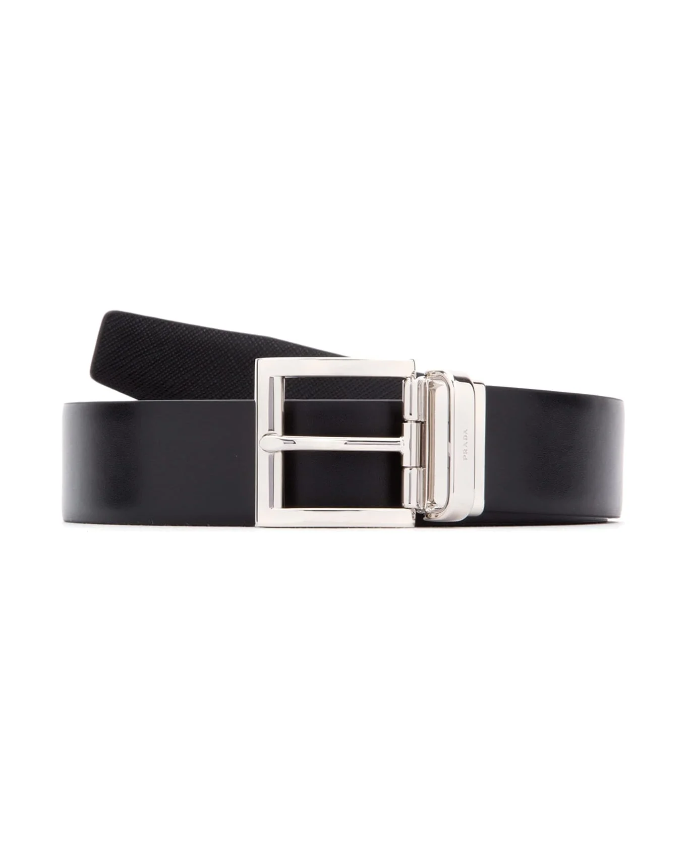 Black Leather Reversible Belt - 1