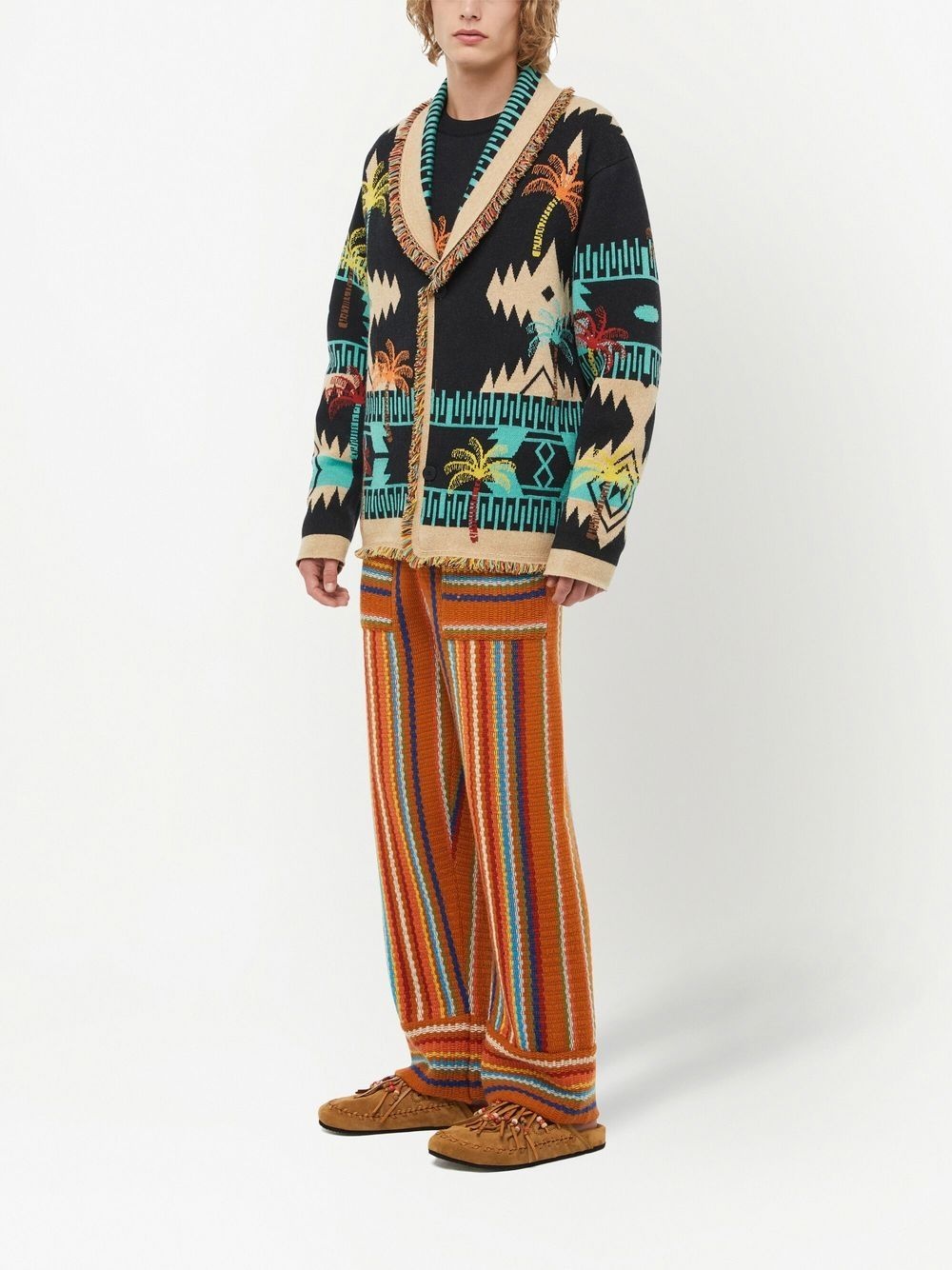 wool palm-tree jacquard cardigan - 3