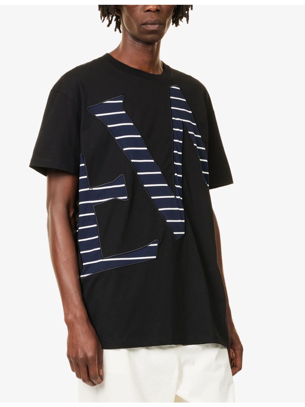 Striped-Patch Relaxed-Fit Cotton-Jersey T-Shirt - 3