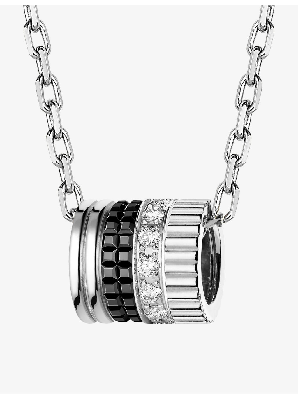 Quatre Black Edition 18ct white-gold, ceramic and 0.17ct diamond pendant necklace - 5