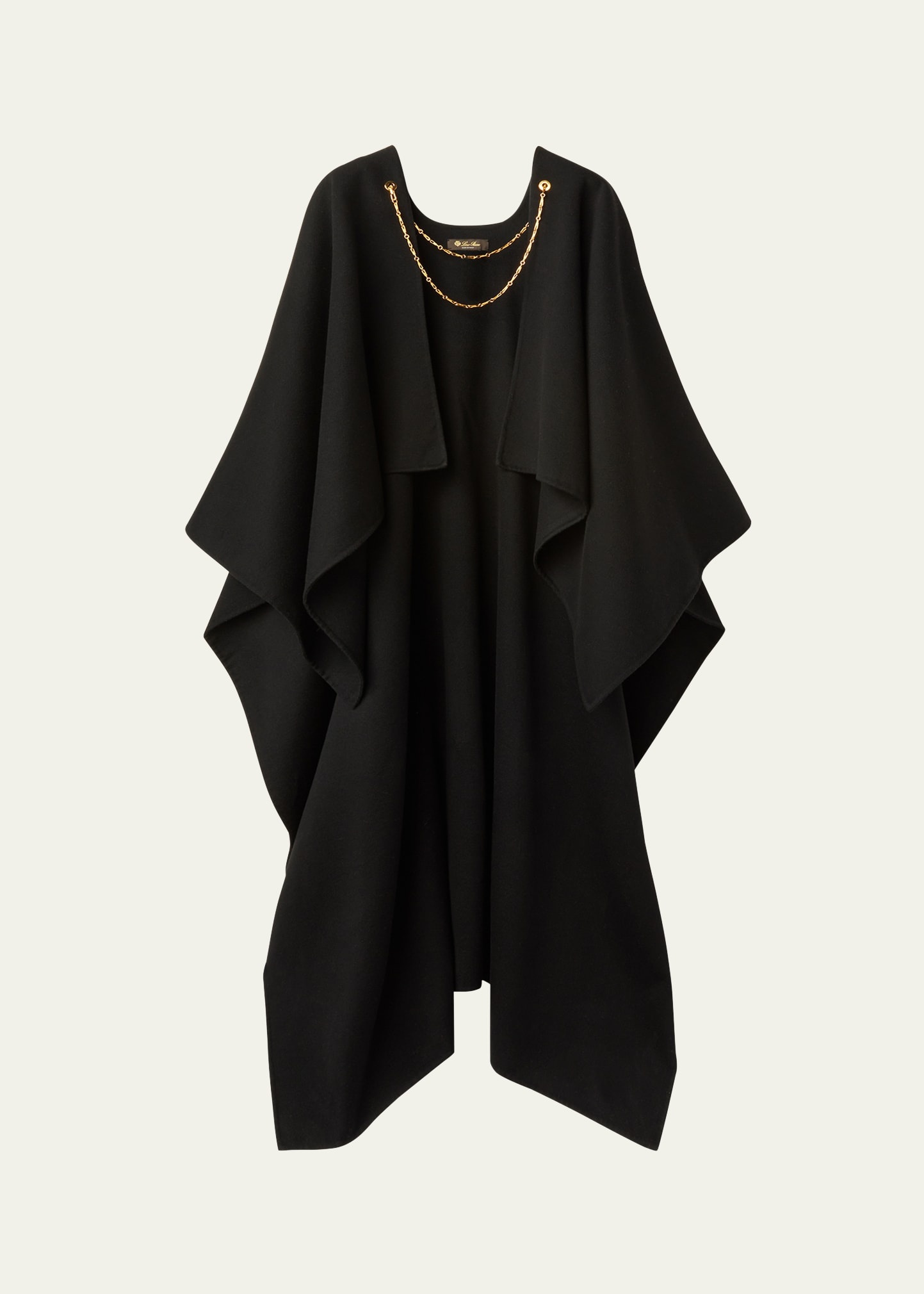 Cecilia Cashmere Long Cape with Chain - 1