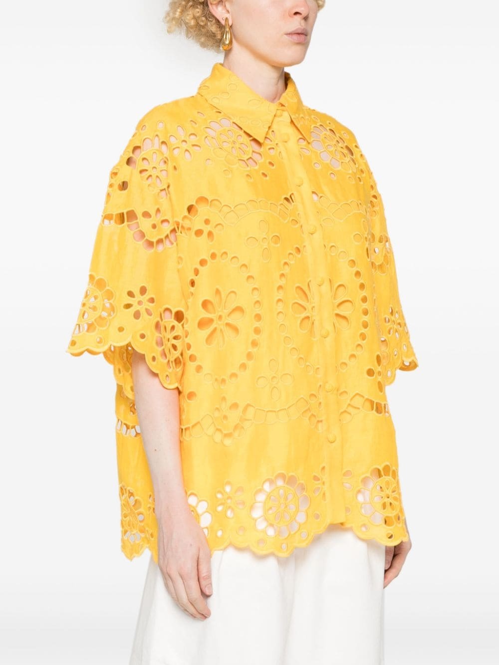 Pop embroidered linen shirt - 3