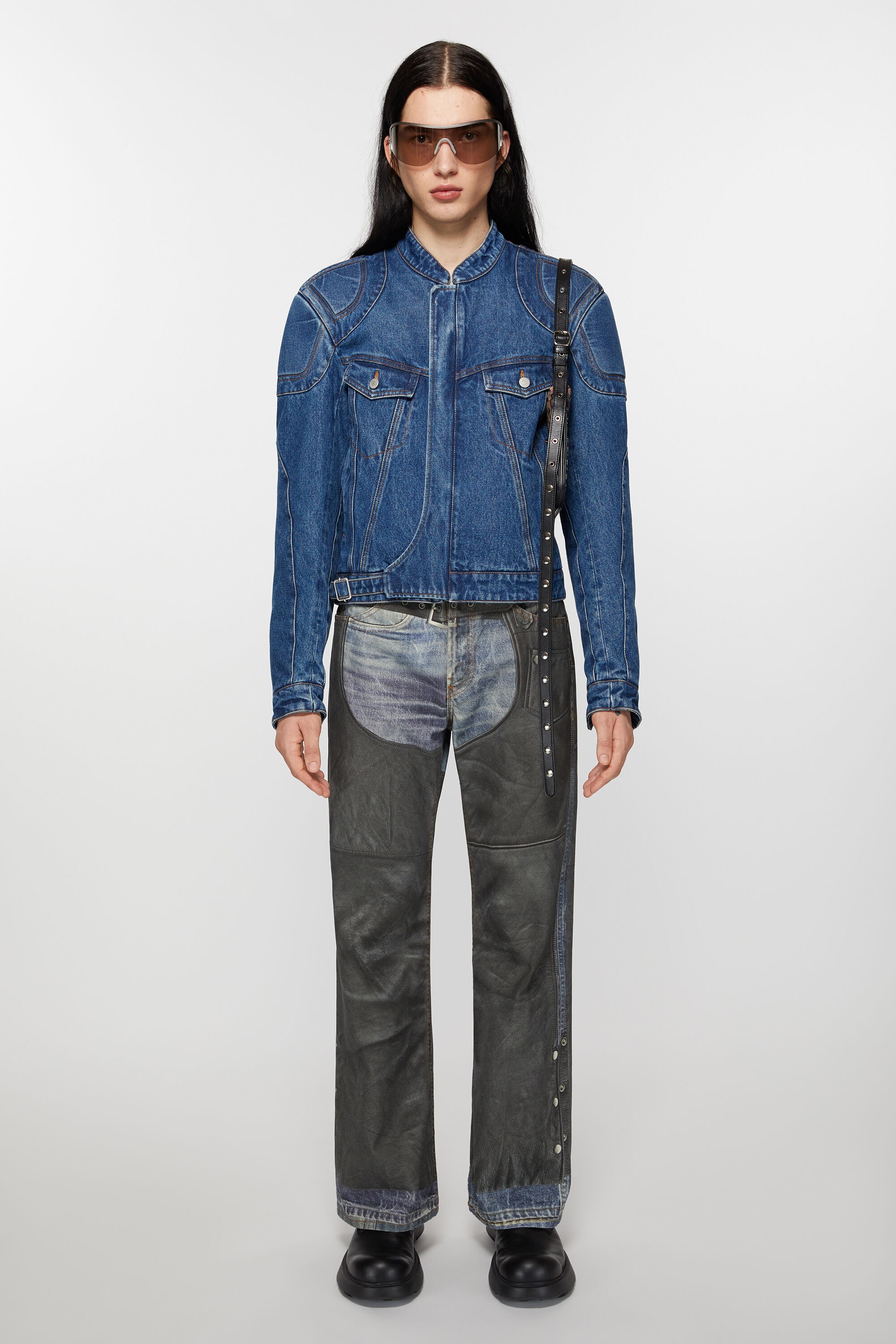 Biker denim jacket - Mid Blue - 2