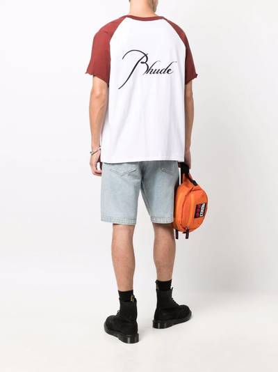 Rhude logo print two-tone cotton T-shirt outlook