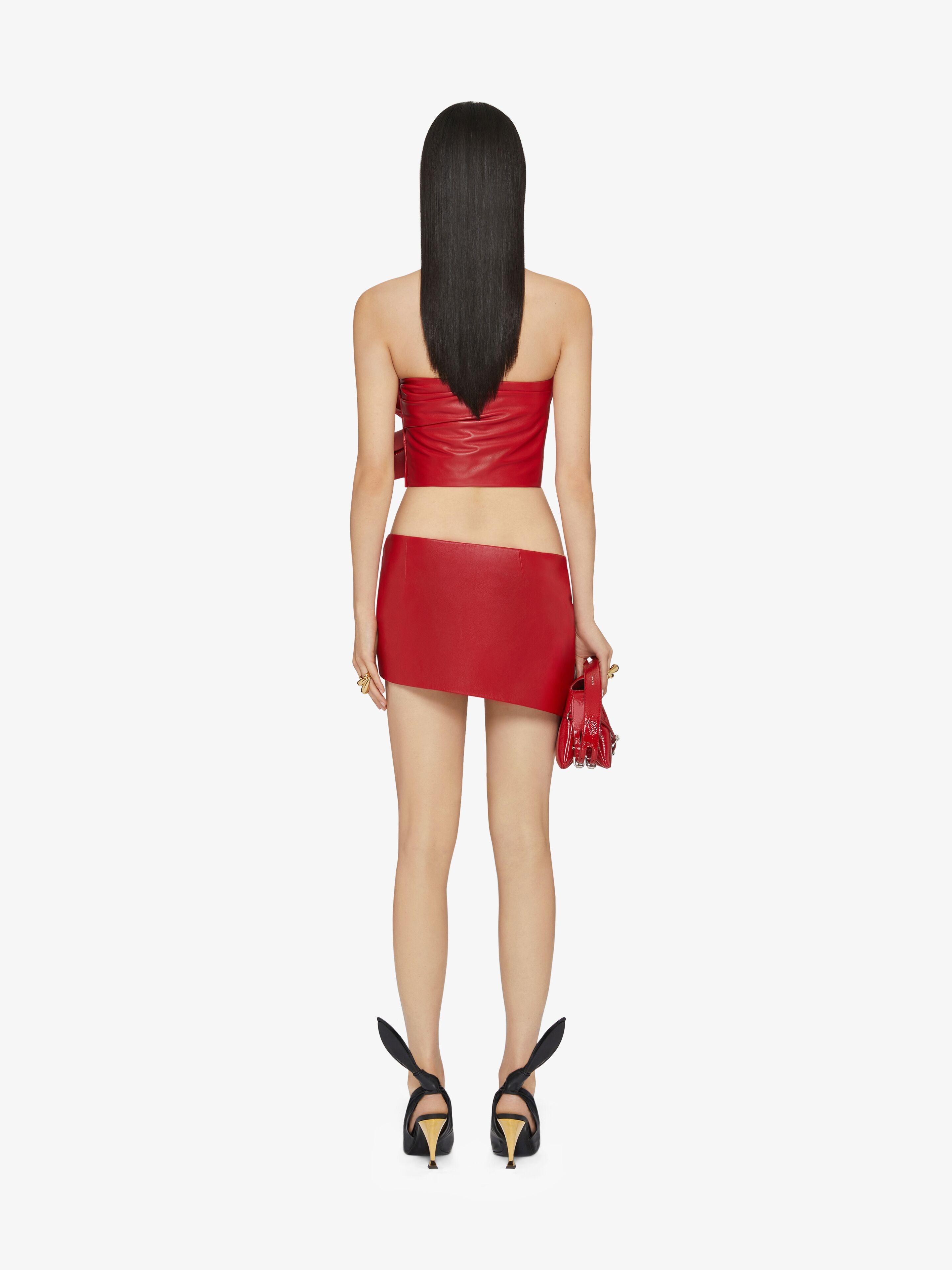 MINI ASYMMETRIC SKIRT IN LEATHER - 4