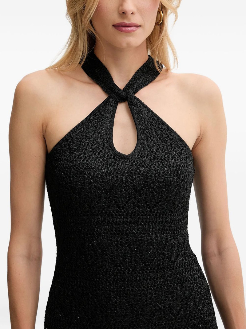 halter-neck open-knit maxi dress 5
