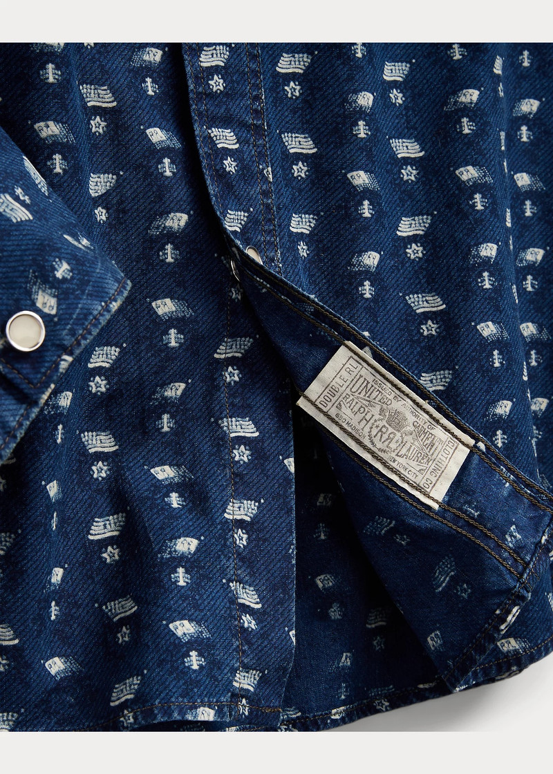 Slim Fit Indigo Print Western Shirt 4