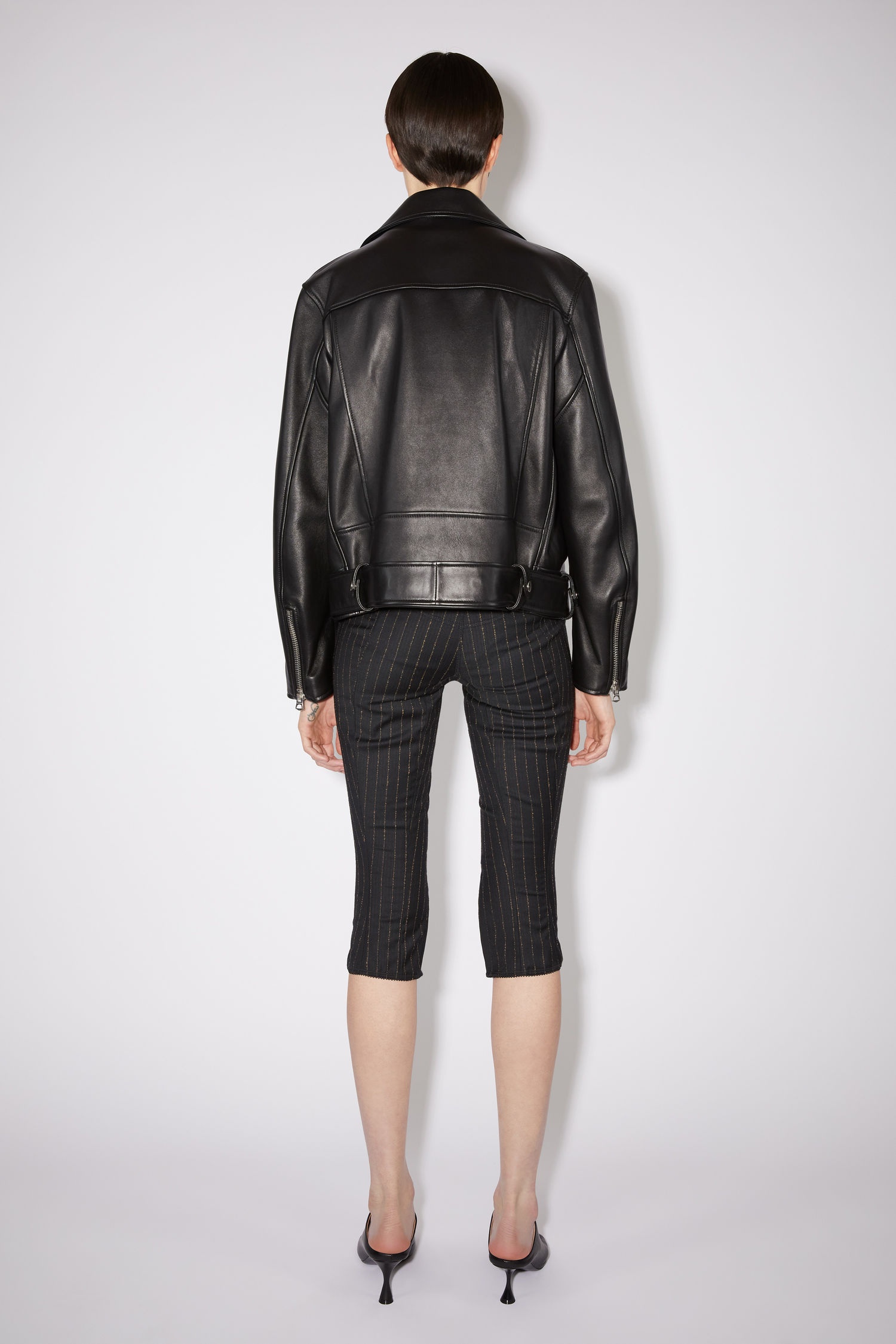 Leather biker jacket - Black - 3