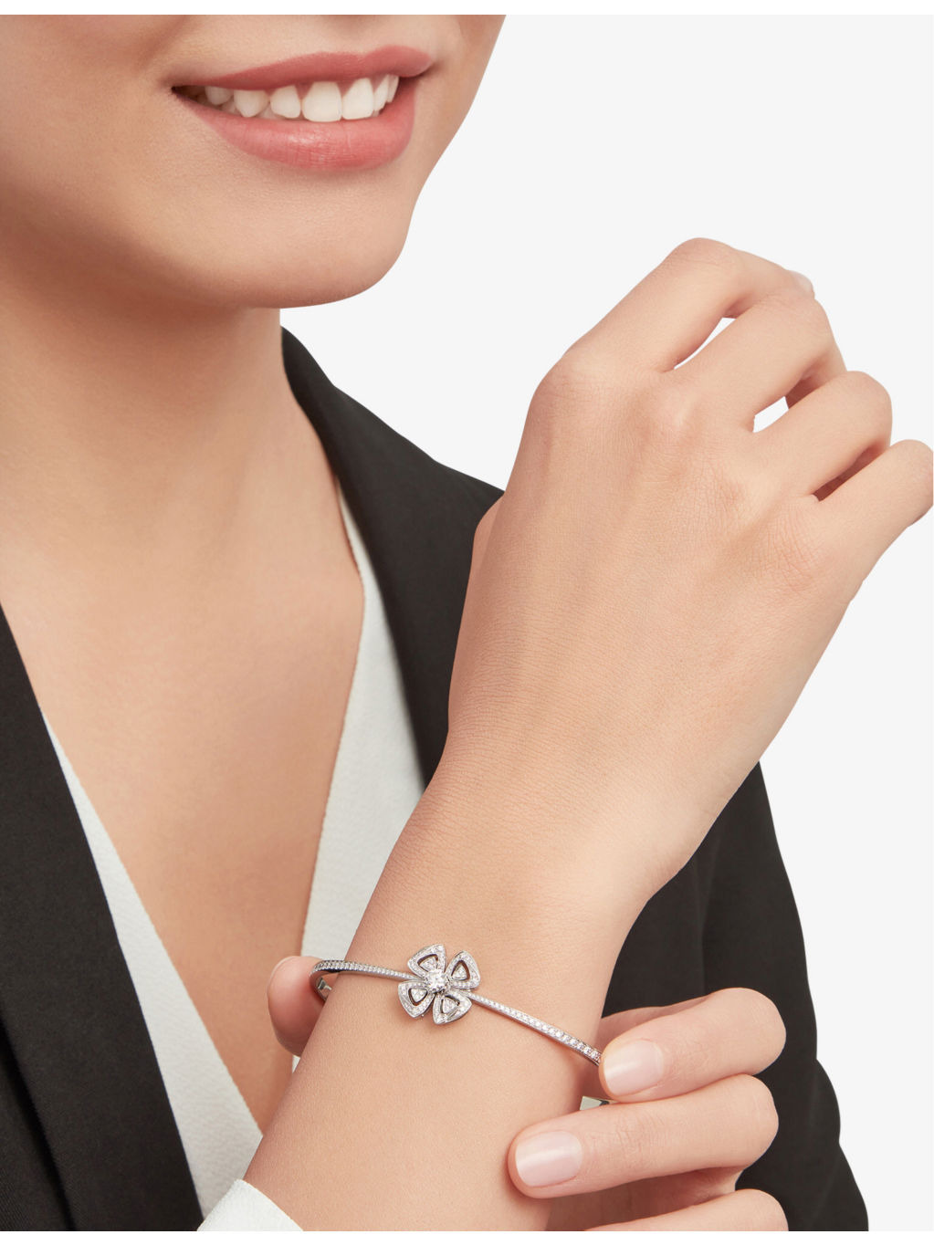 Fiorever 18ct white-gold and 0.30ct brilliant-cut diamond bangle bracelet - 3
