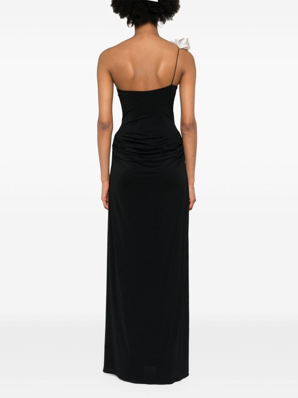 floral appliquÃ© one-shoulder dress - 4