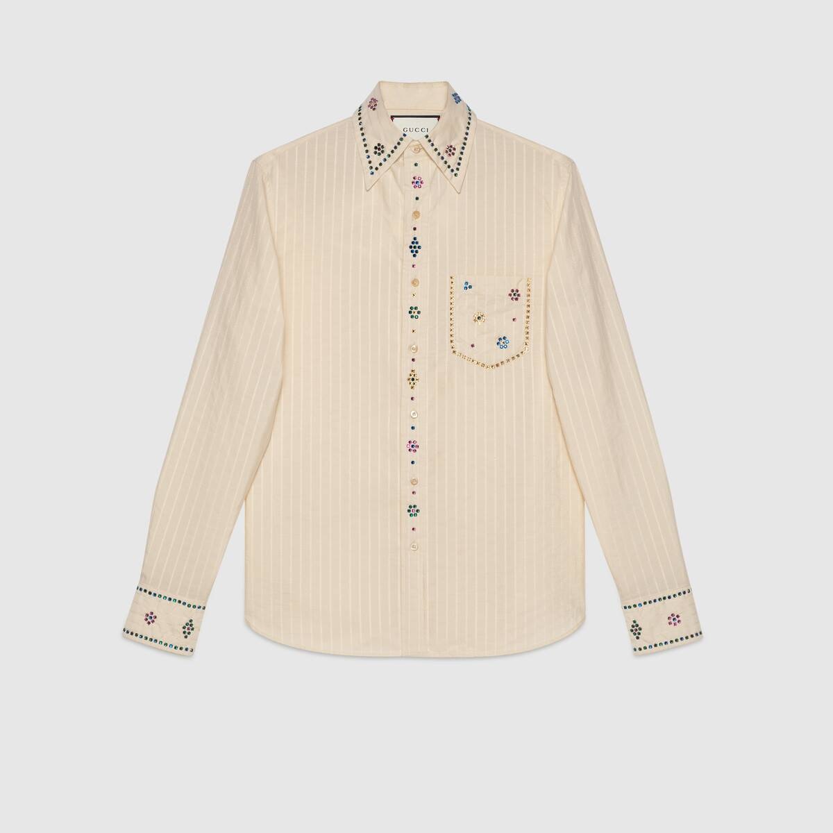 Gucci pinstripe cotton shirt with crystals - 1