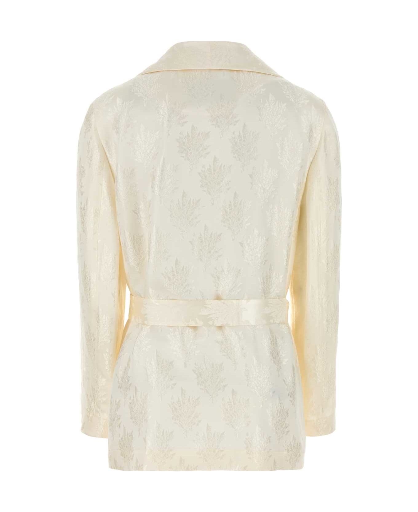 White Silk Blazer - 2