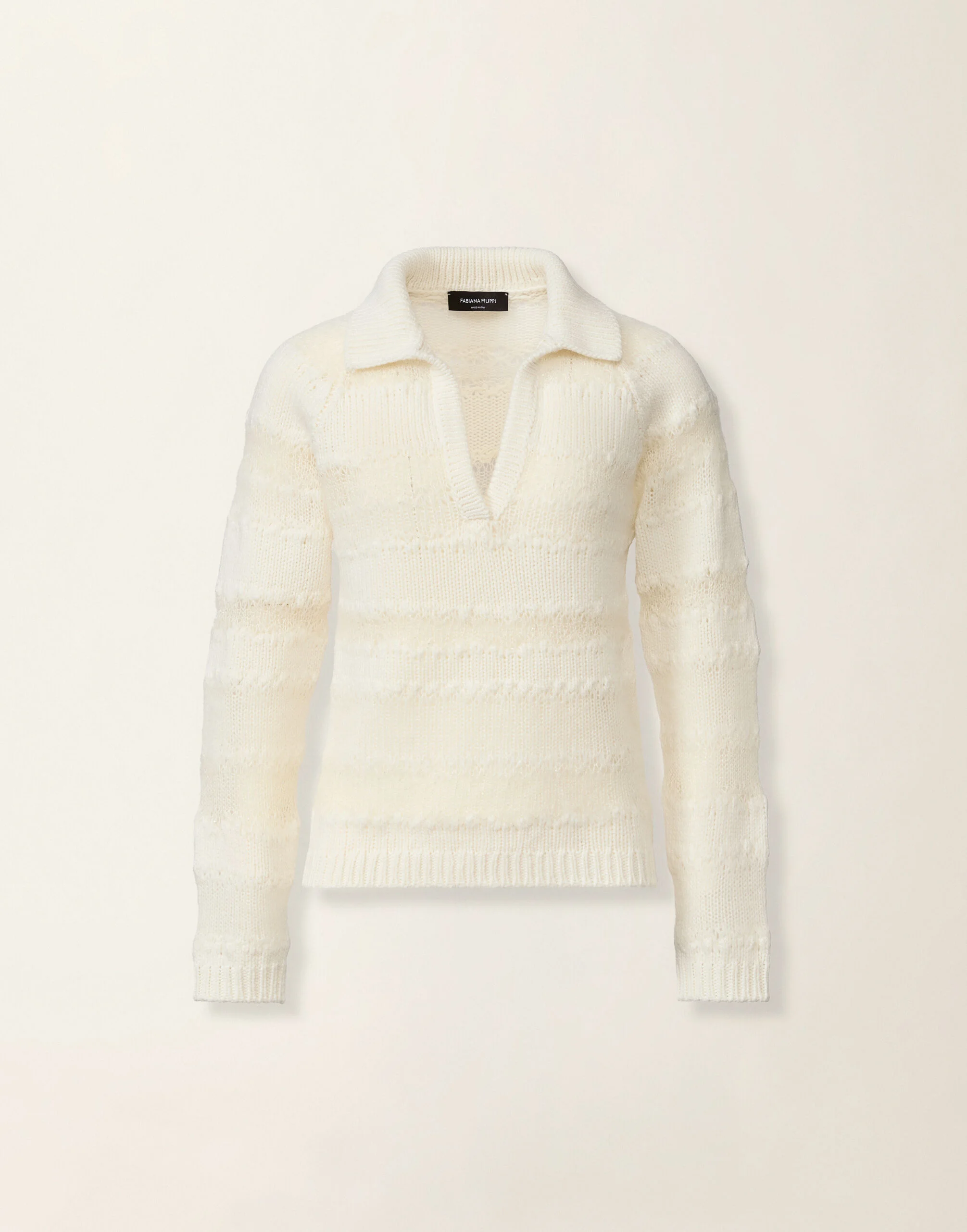 Platinum mohair and micro-sequin striped sweater - 1