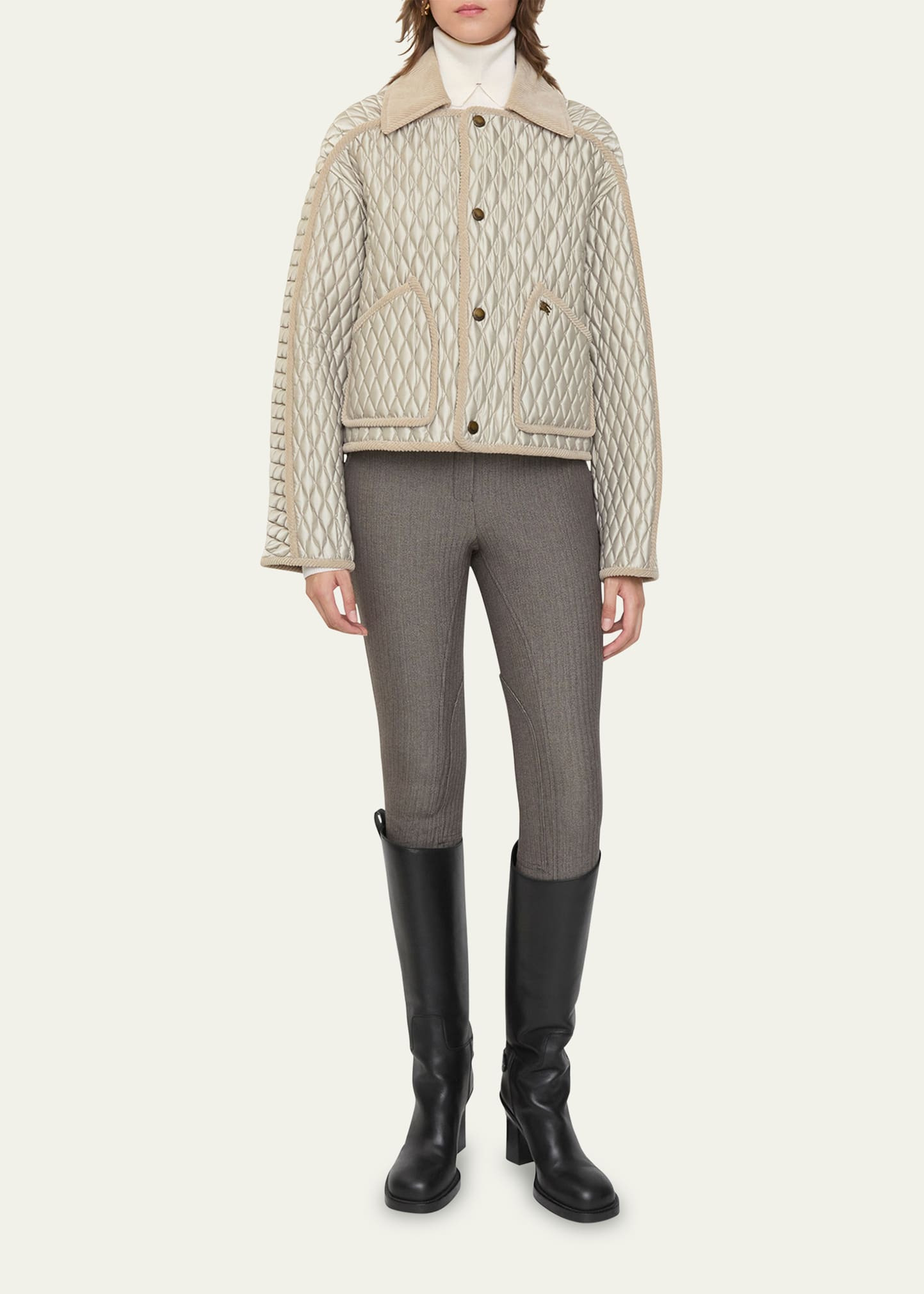 Floriston Corduroy-Trim Quilted Barn Jacket - 2