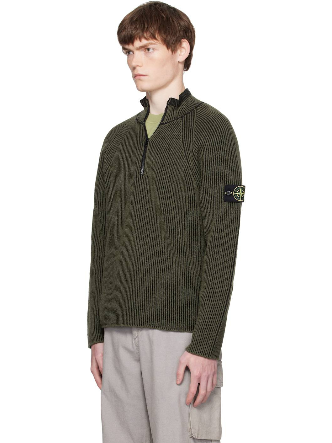 Khaki 5100024 Full Rib RWS Wool Sweatshirt - 4