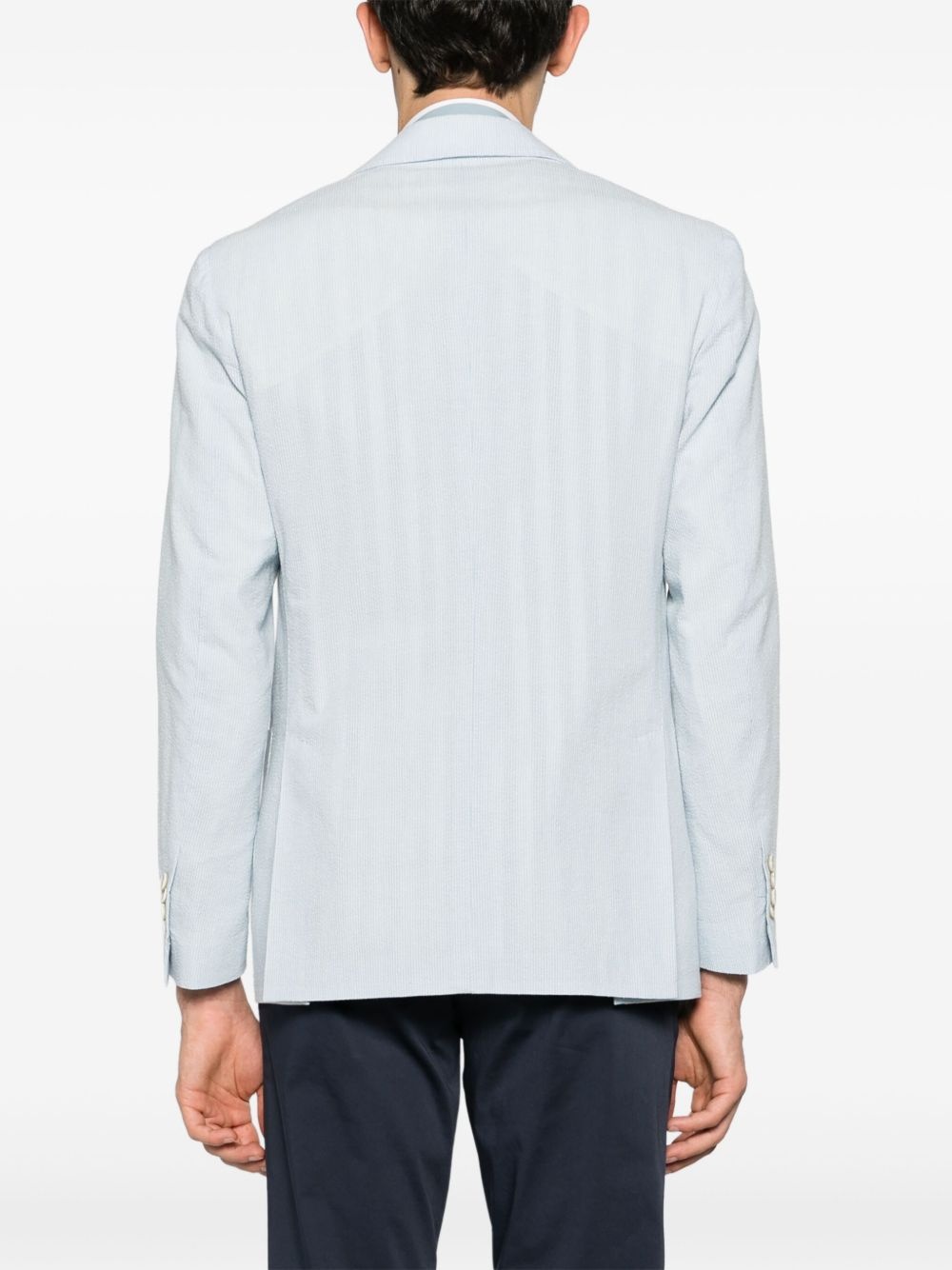 striped single-breasted blazer - 4