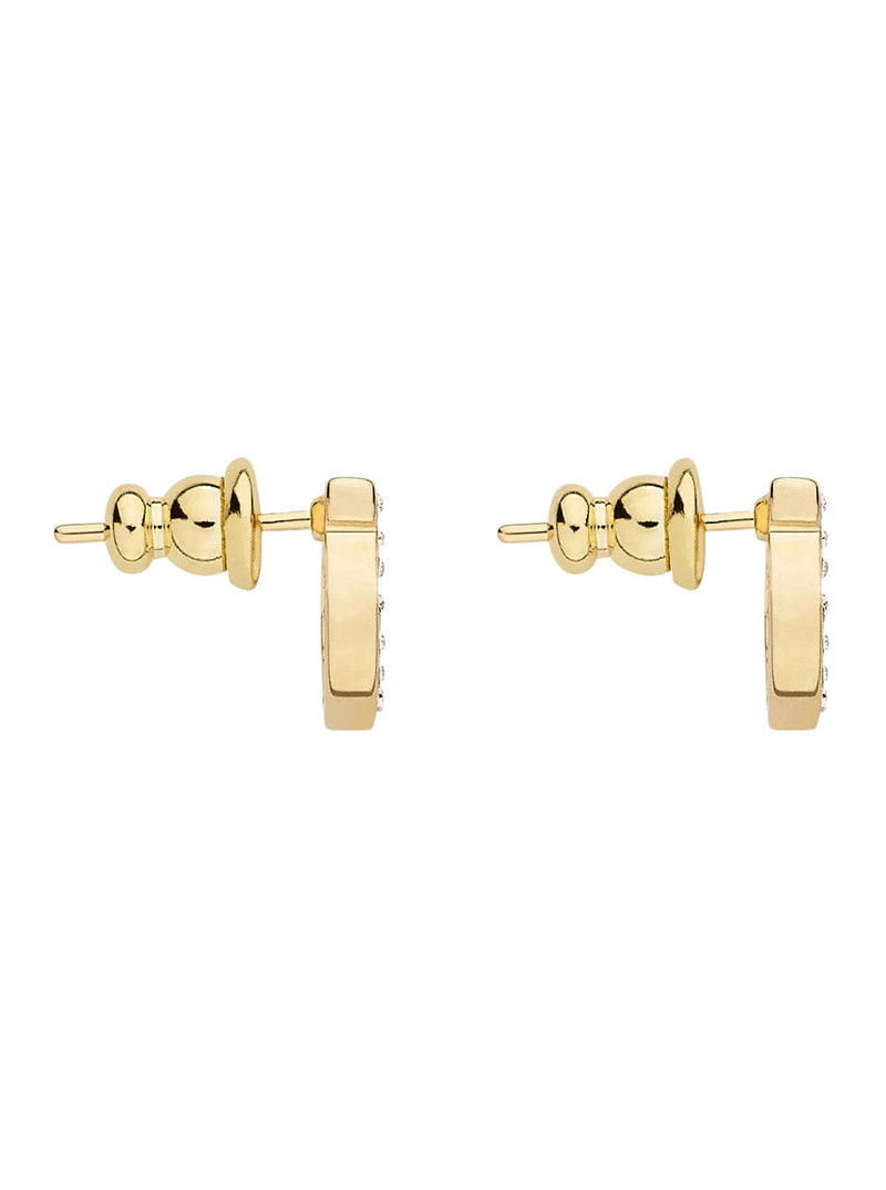 FERRAGAMO Stud Stra 8d Metallic Brass Glass Earrings outlook