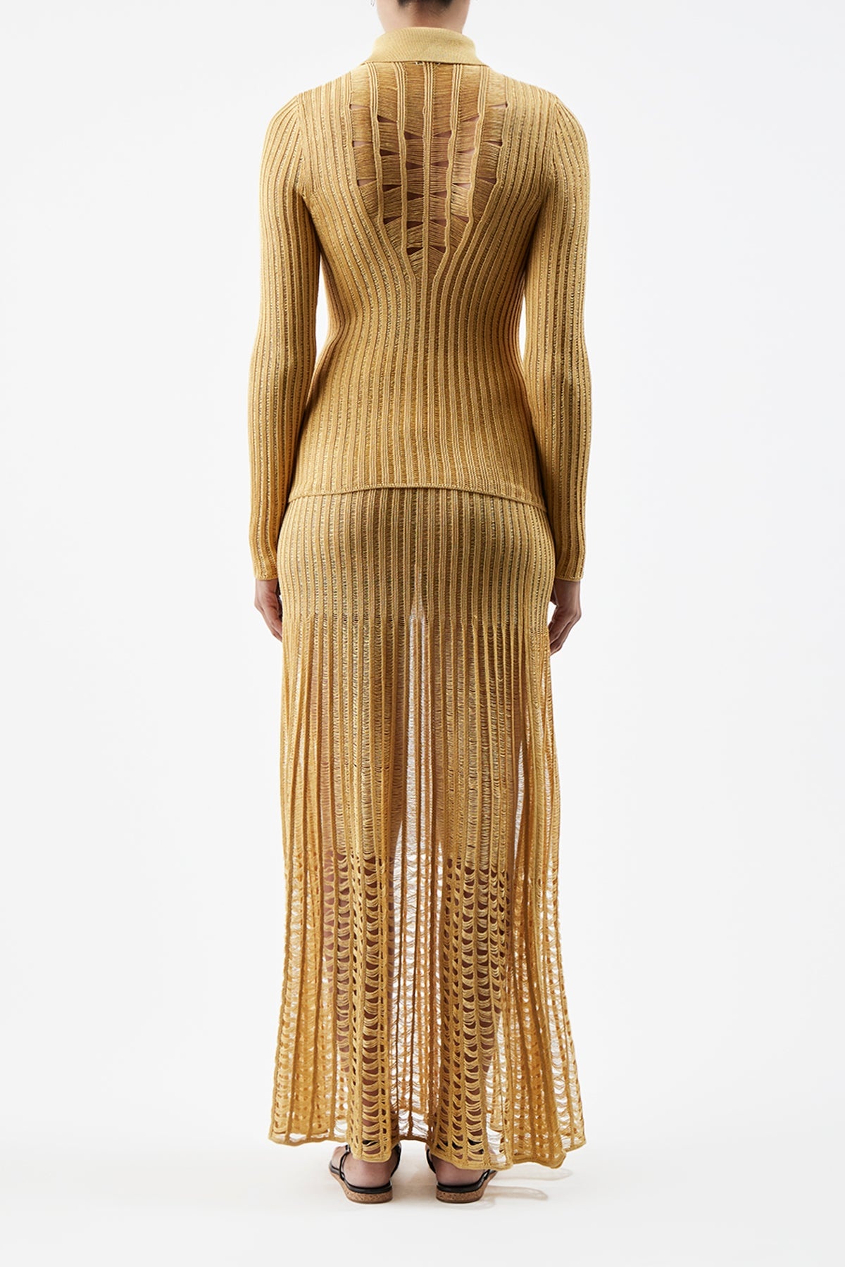 Althea Skirt in Gold Shappe Silk - 4