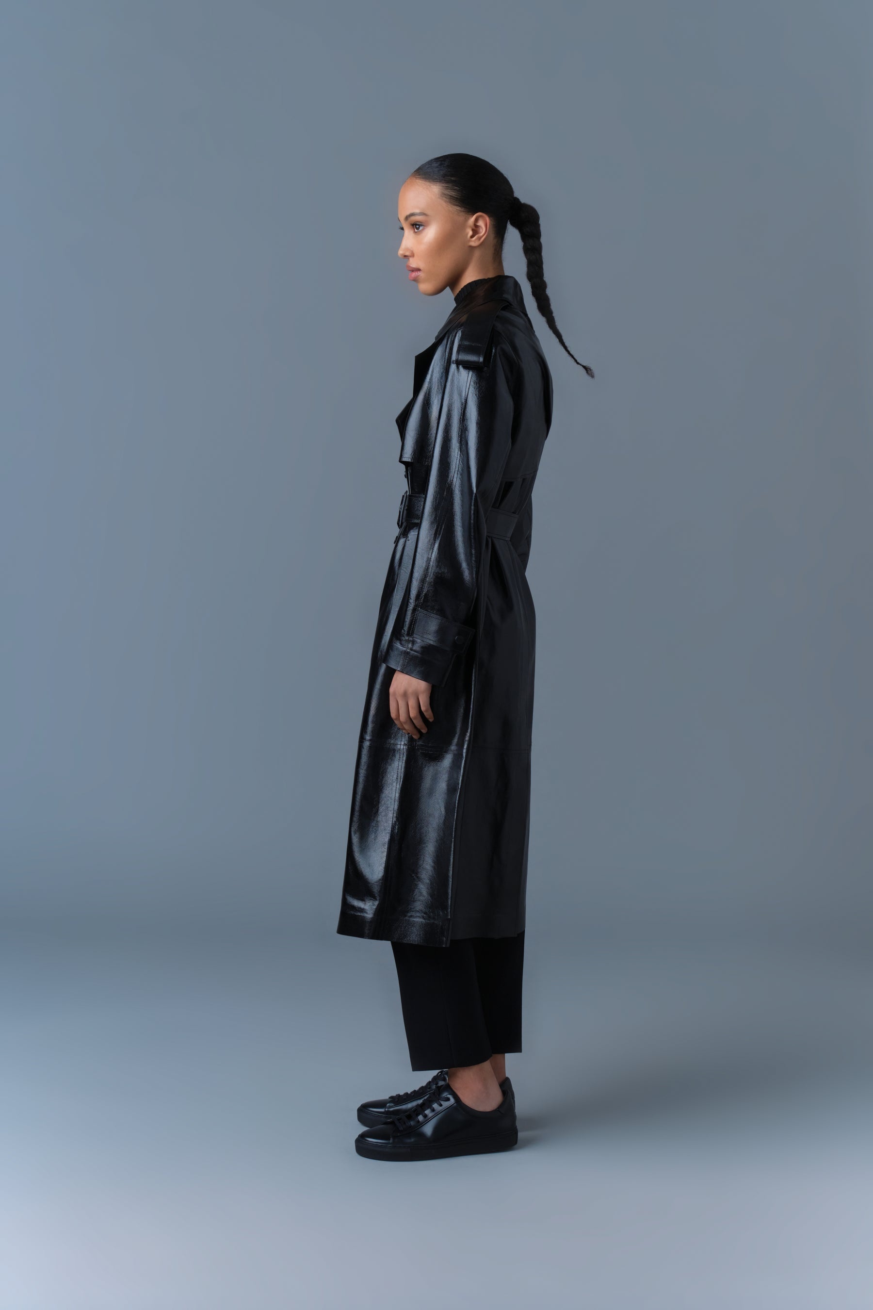 CARMELA Leather Trench with Belt - 3