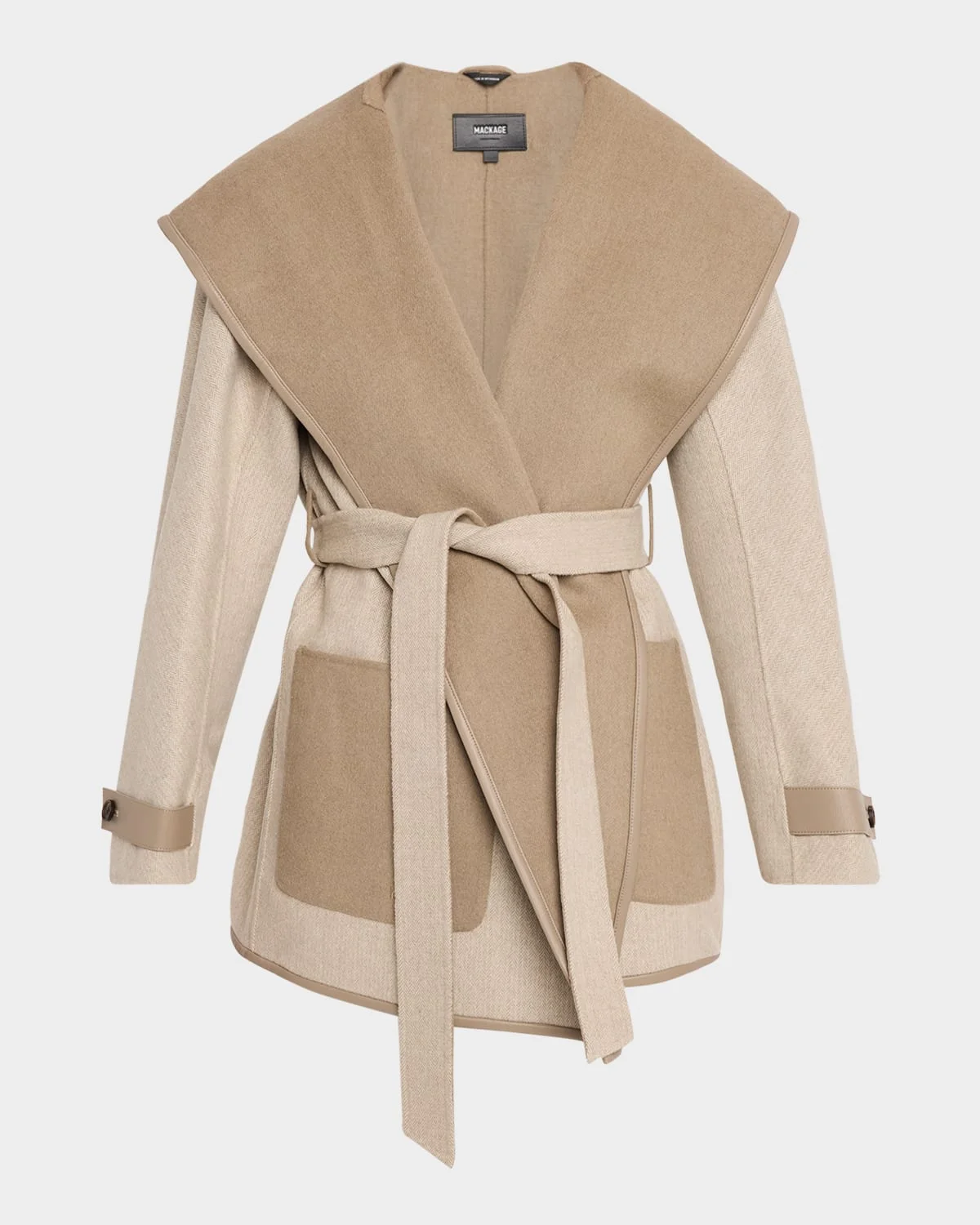 Paya-HB Double-Face Wool Wrap Coat with Hood - 1