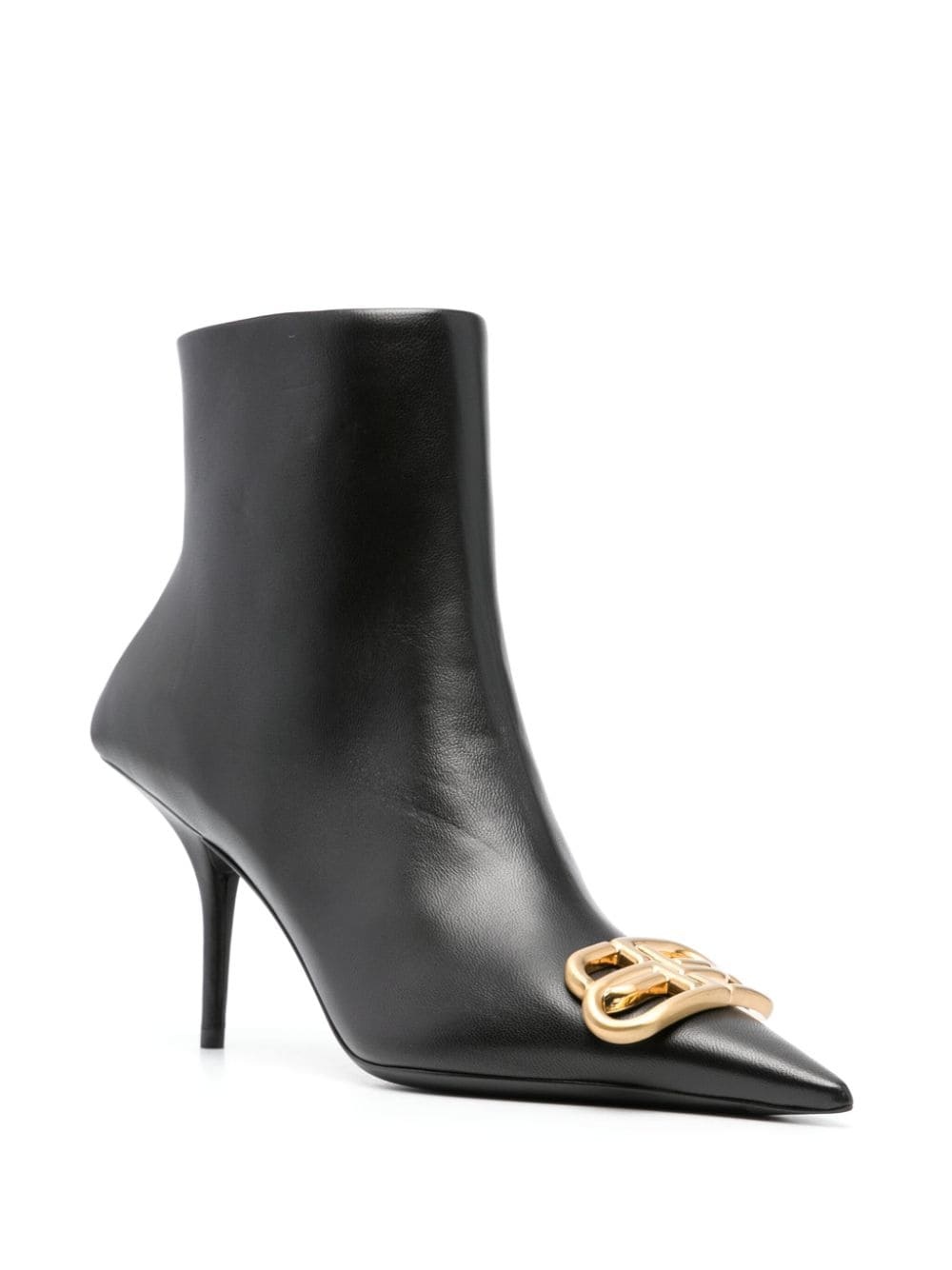 logo-plaque pointed-toe ankle boots - 2