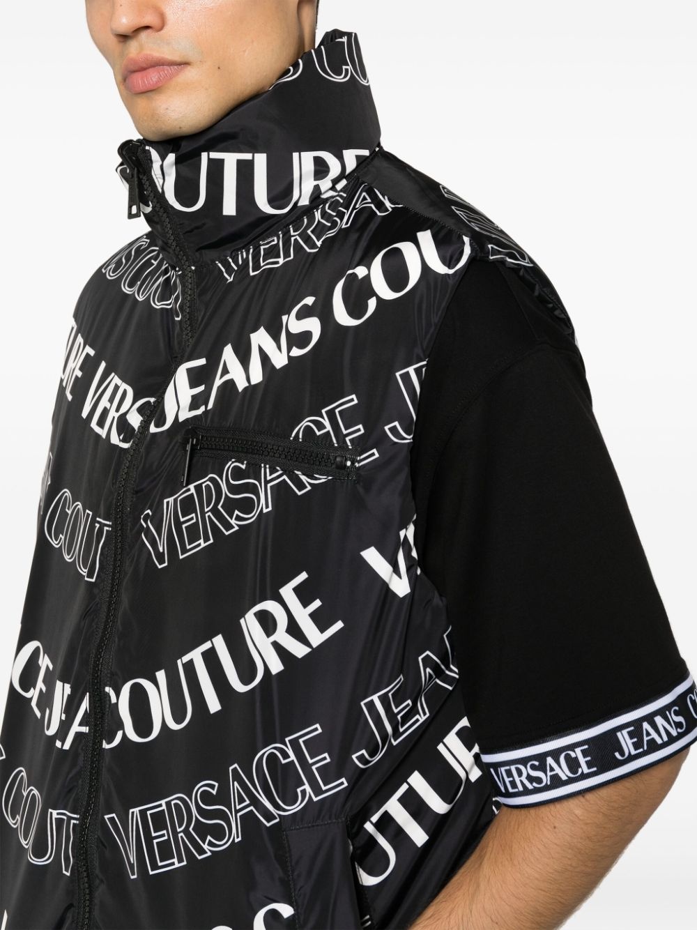 logo-print reversible padded gilet - 6