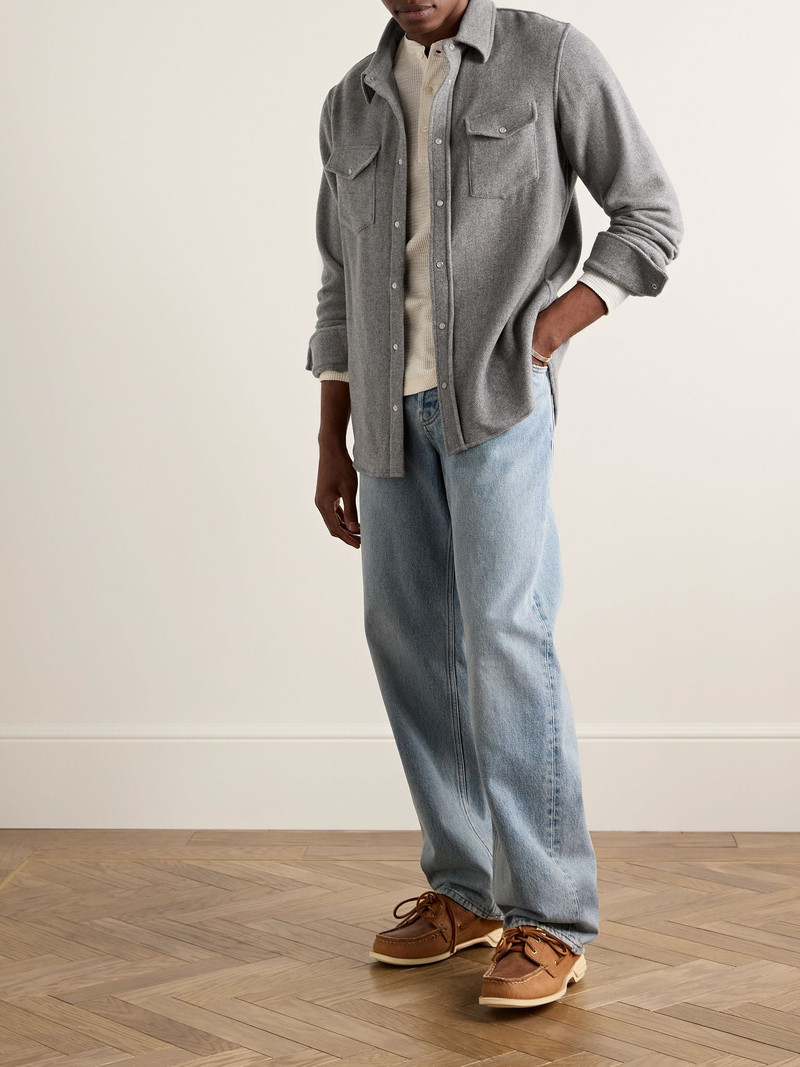 God’s True Cashmere Brushed-Cashmere Shirt Gray outlook