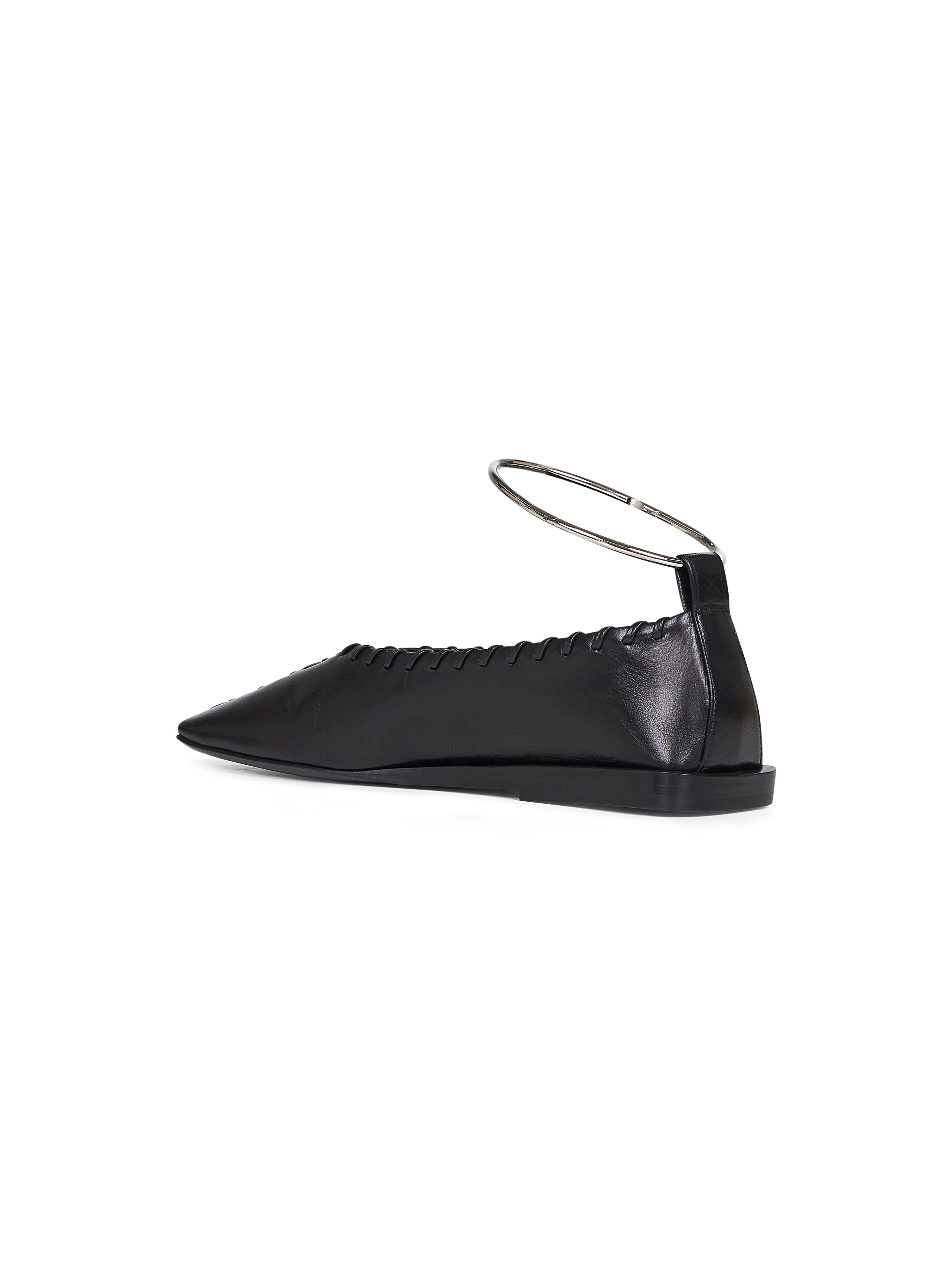Black nappa leather Ring ballet flats - 3