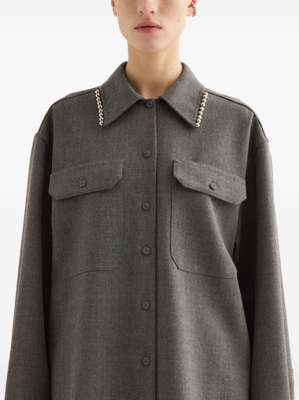 pearl-embellished button-up shirt - 2