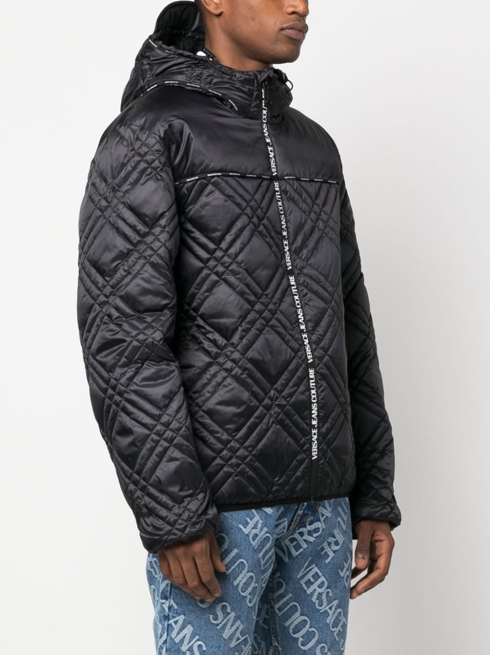 logo-strap quilted coat - 3