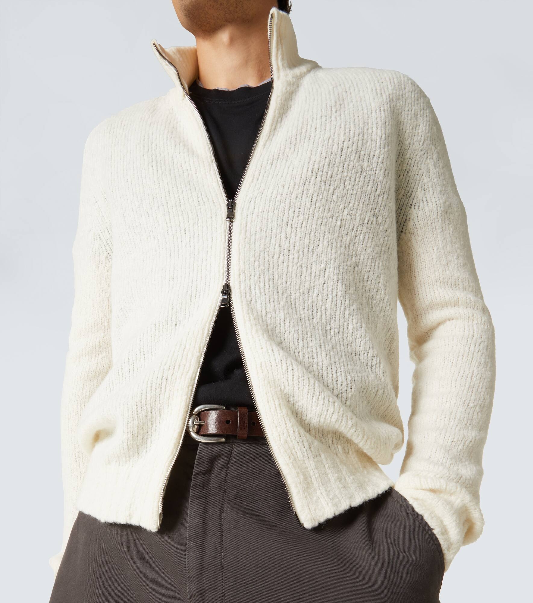 Wool and cashmere-blend zip-up sweater - 5