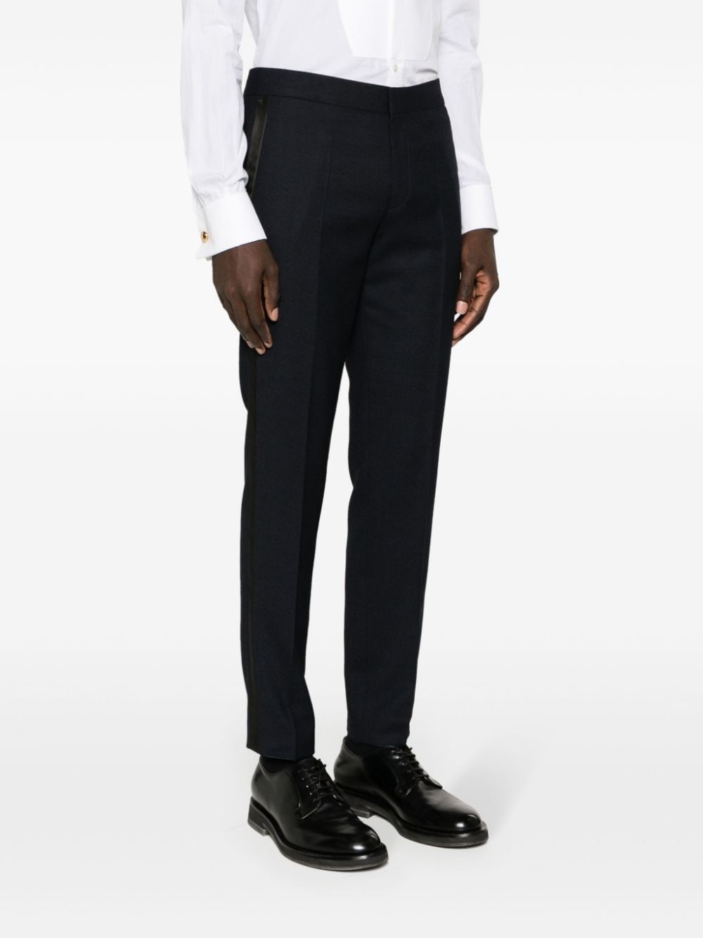satin-trim tailored trousers - 3