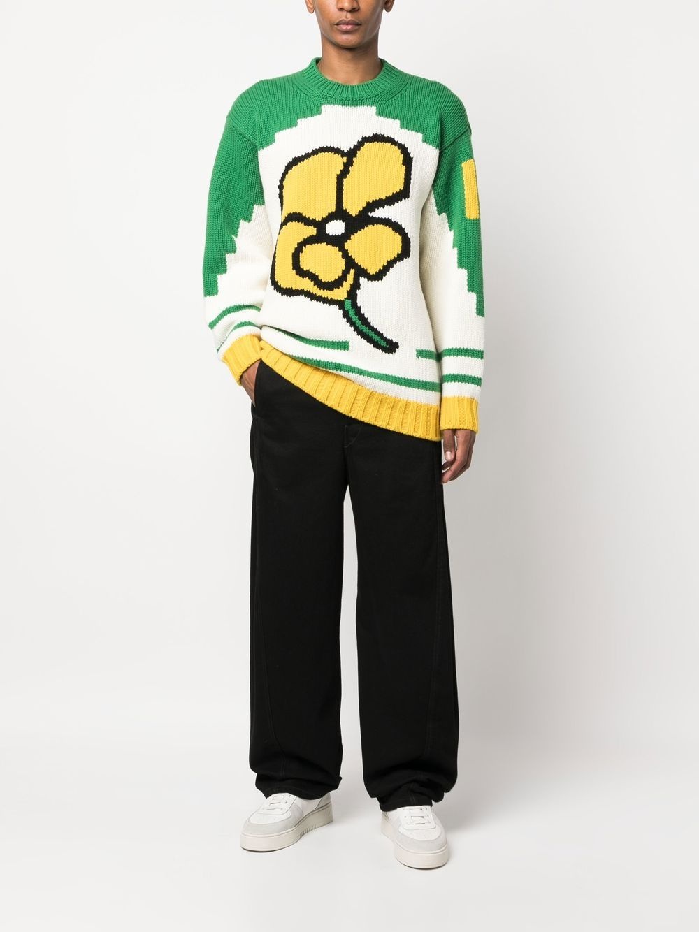 floral-print knit jumper - 2