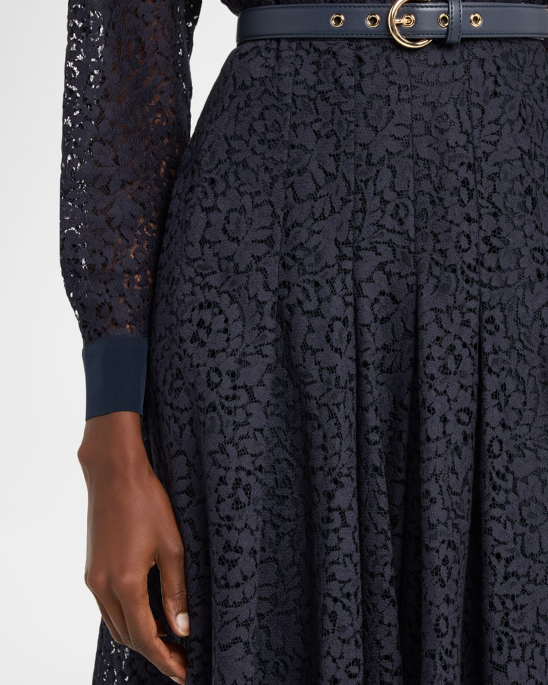 Pleated Floral Lace Midi Shirtdress 5