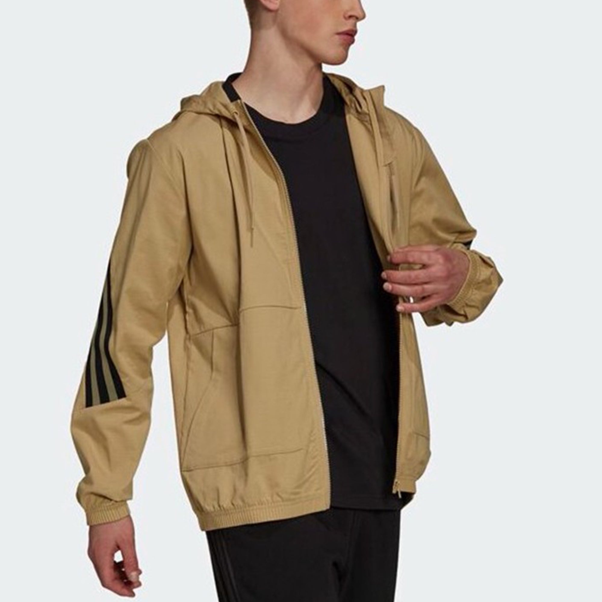 adidas hooded Windproof Athleisure Casual Sports Jacket Khaki H21536 - 4