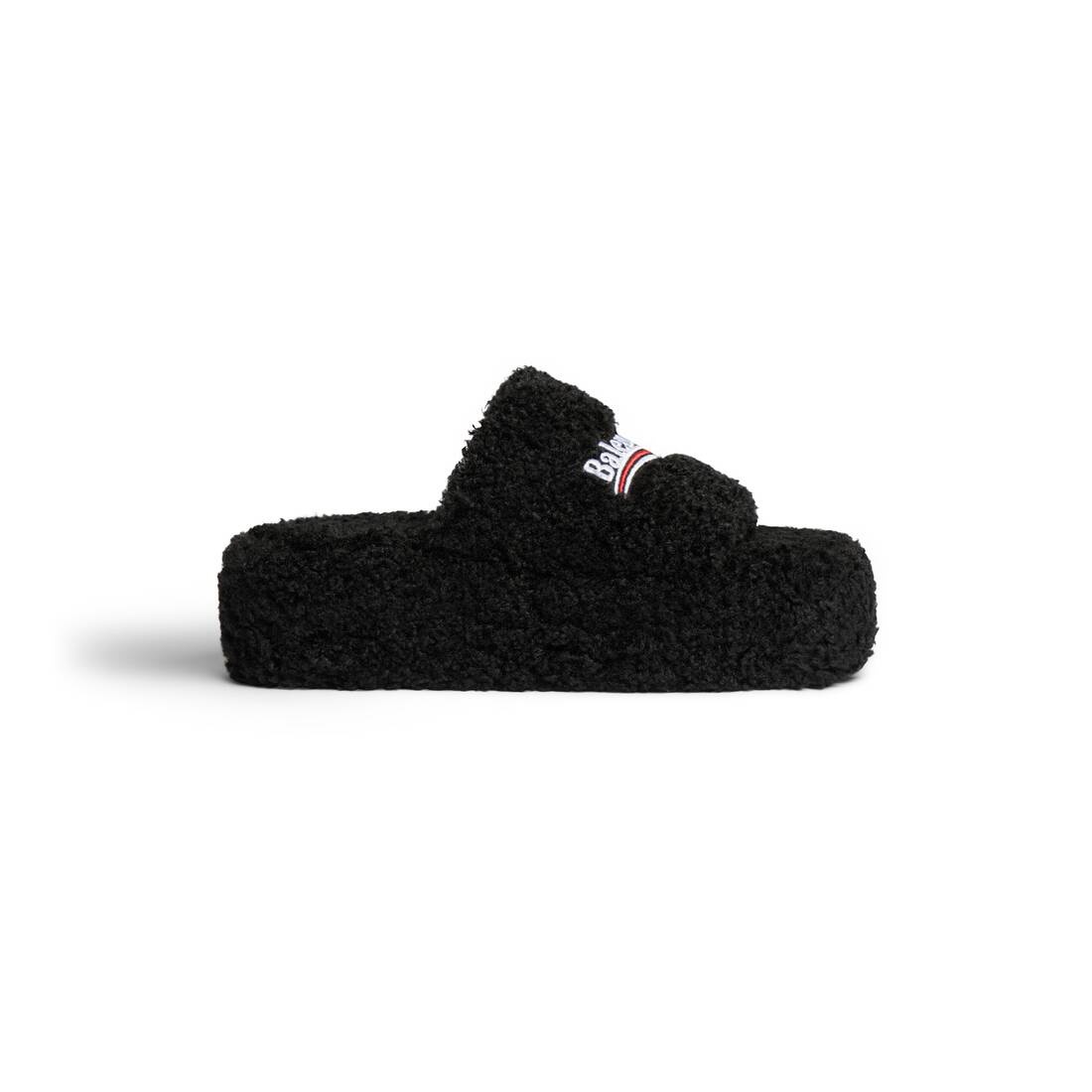 Women's Furry Platform Sandal in Black - 1
