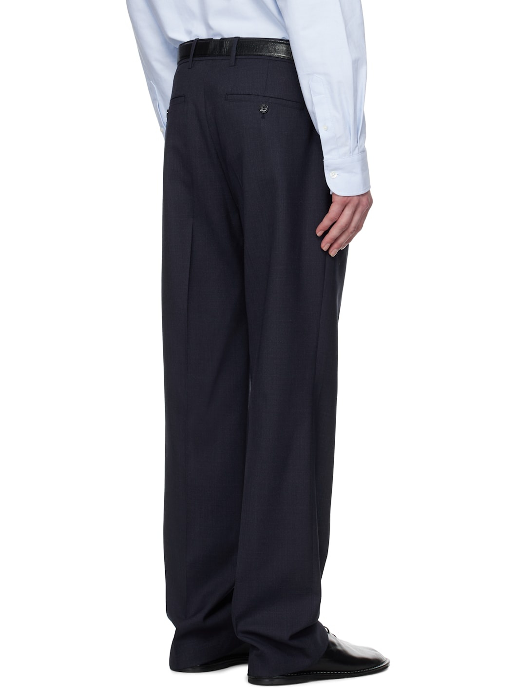 Navy Straight Fit Trousers - 3