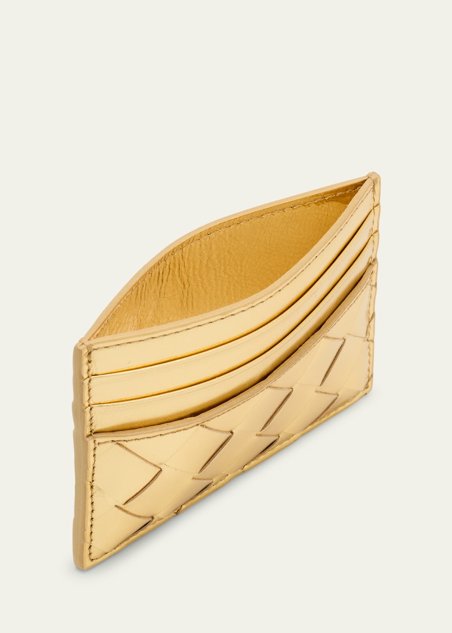 Intrecciato Metallic Leather Card Case - 4