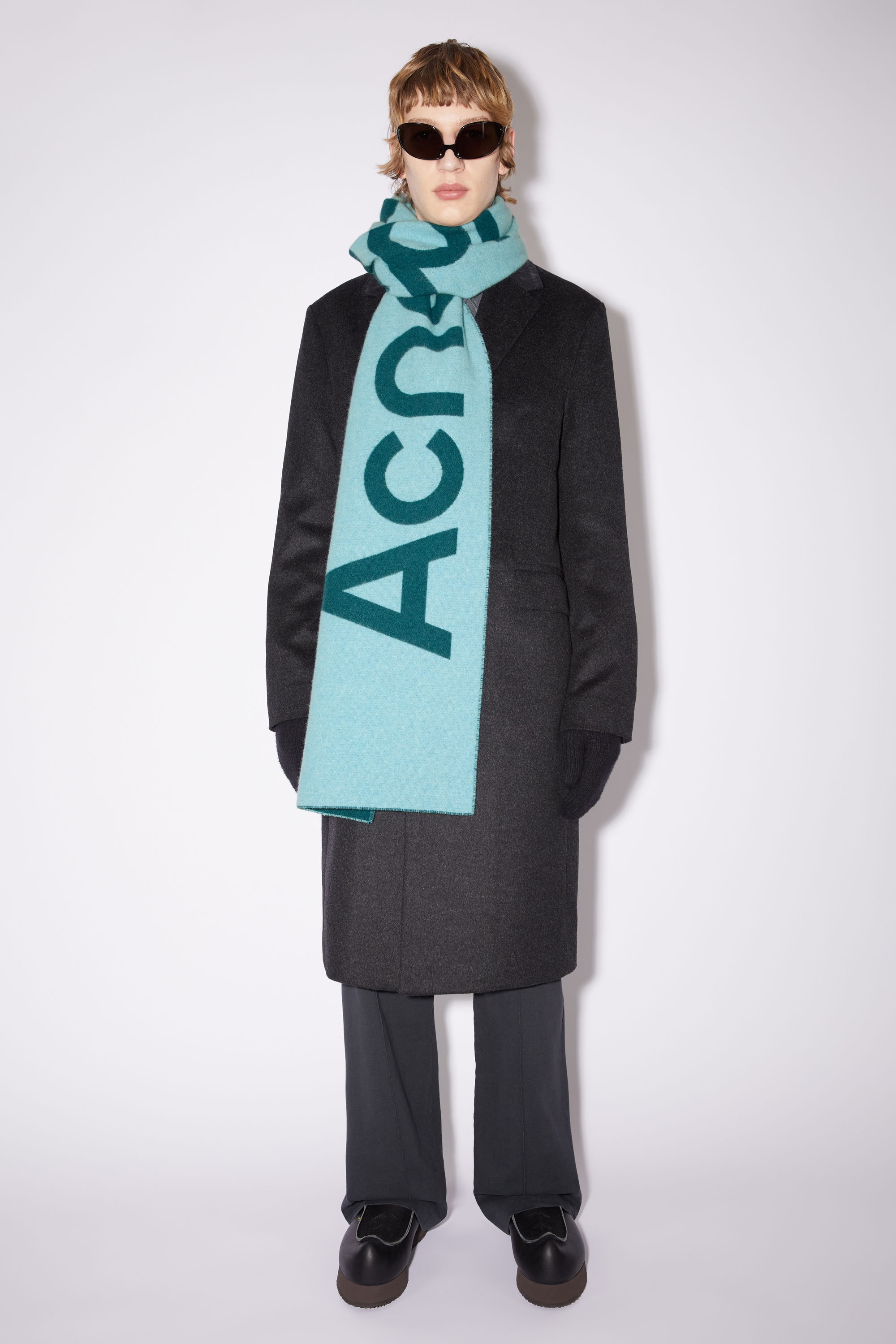 Logo jacquard scarf - Petrol blue/bright blue - 3
