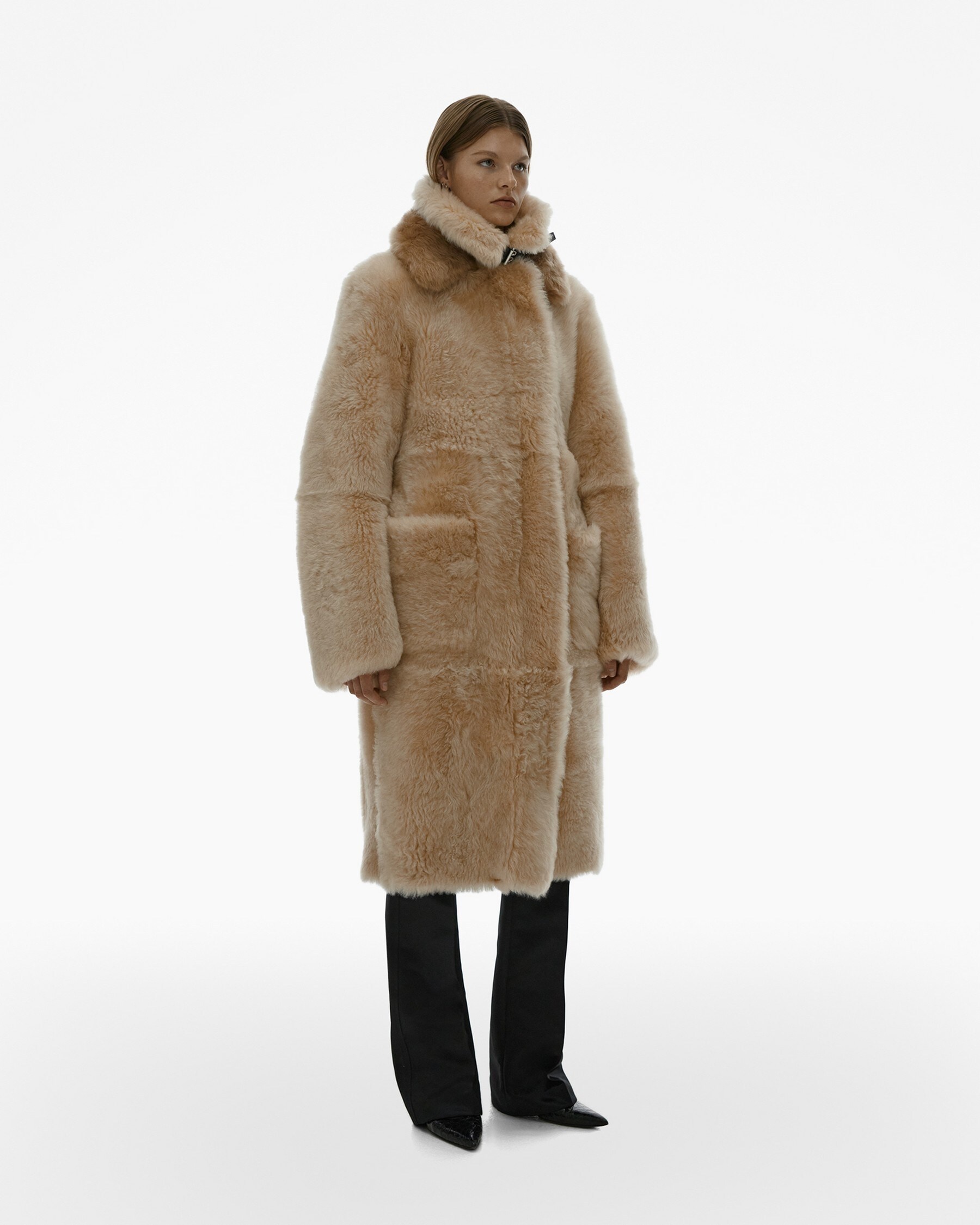 RIBBED SHEARLING COAT - 5