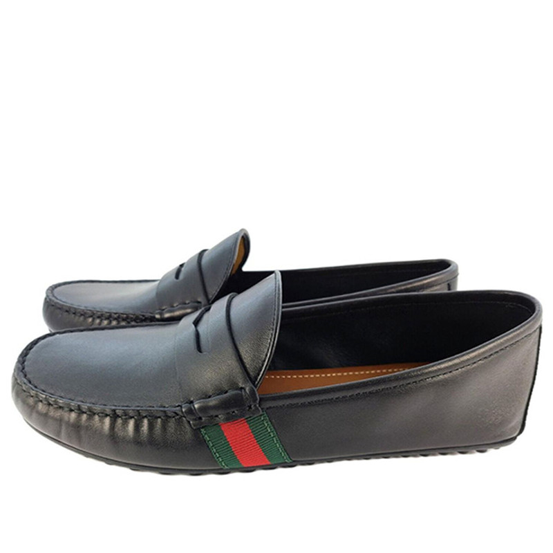 Gucci Web Accent Leather Loafers 'Black' 566294-BTRE0-1060 - 1