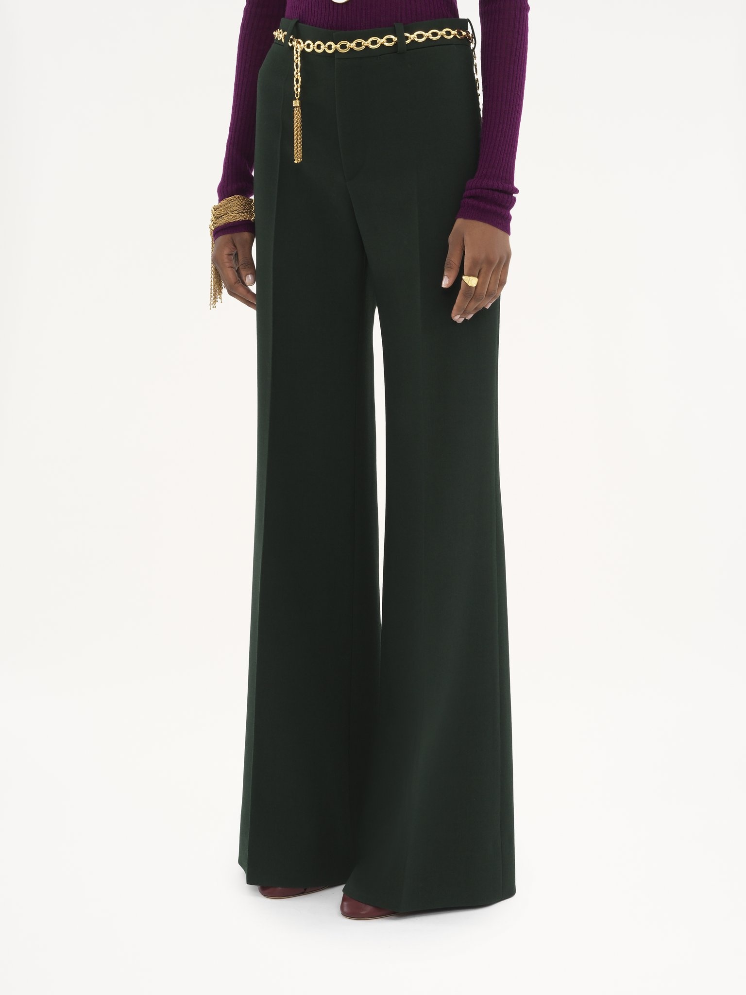FLARED TAILORED PANTS IN WOOL CRÊPE - 4