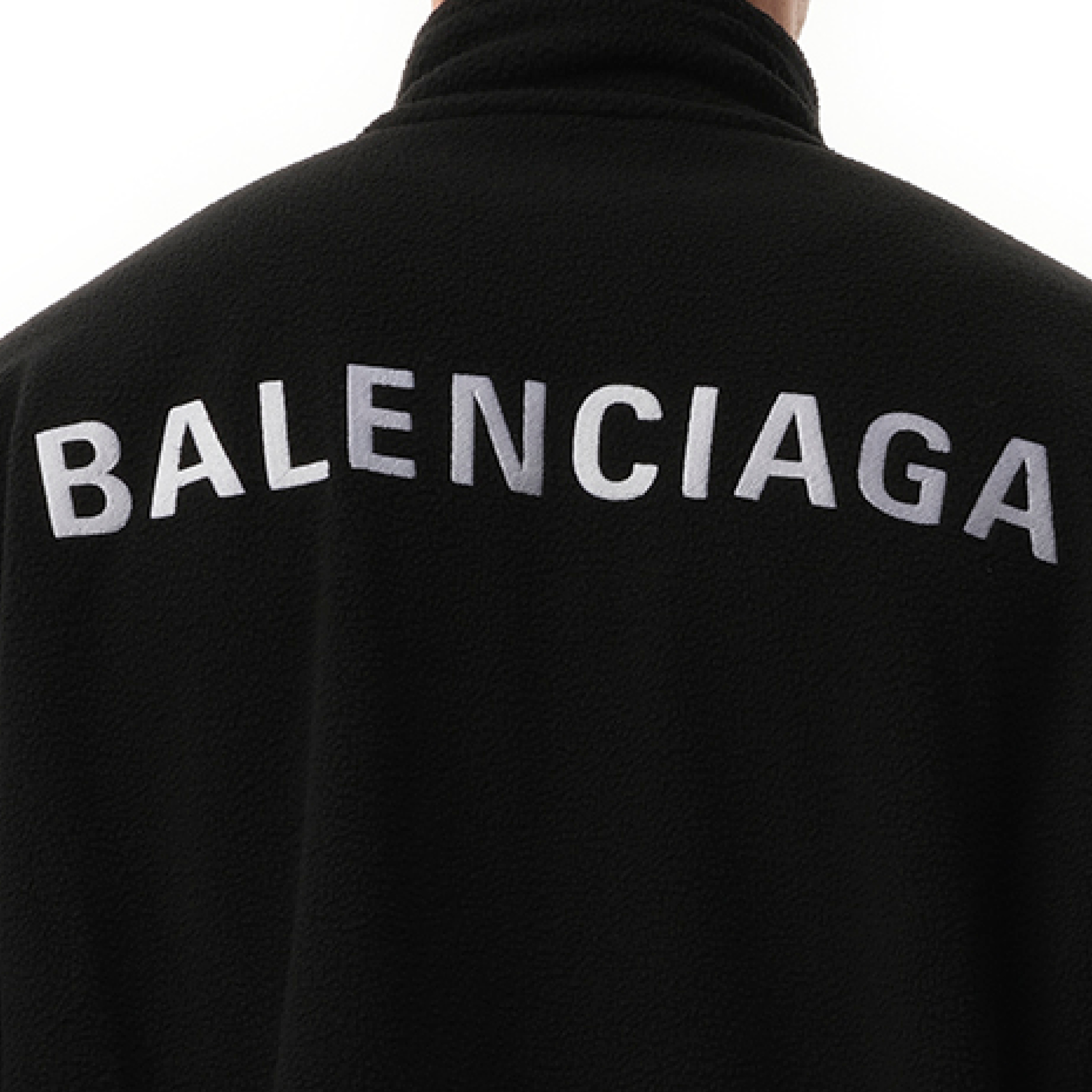 Fleece Zip-Up Jacket in Black/White - 3