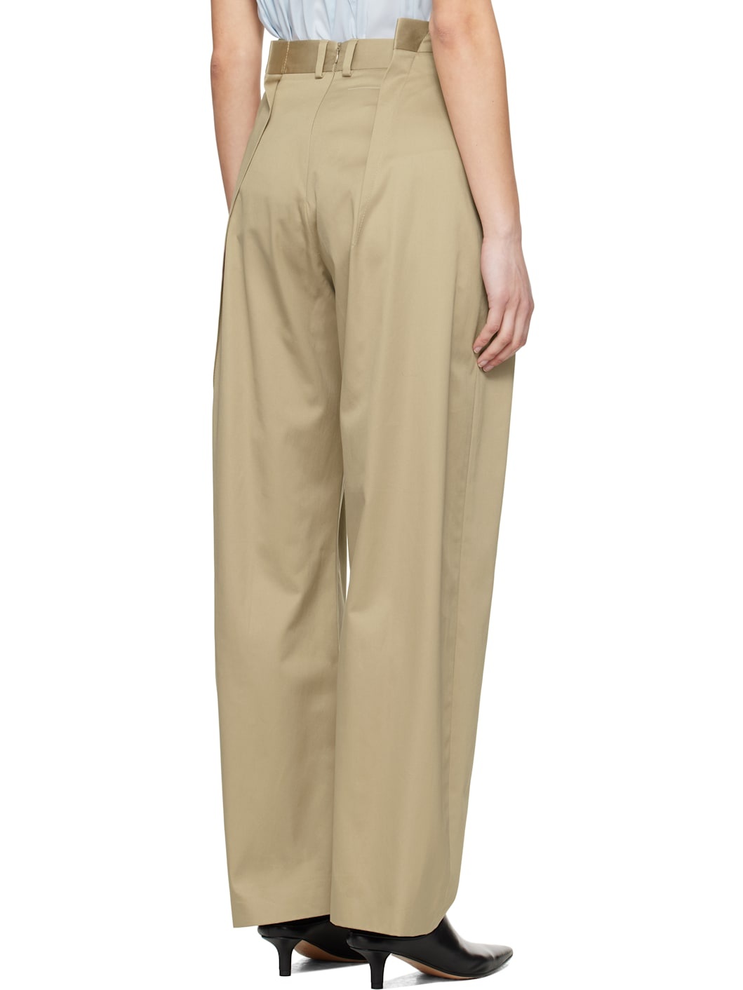 Beige Light Cotton Twill Darting Trousers - 3