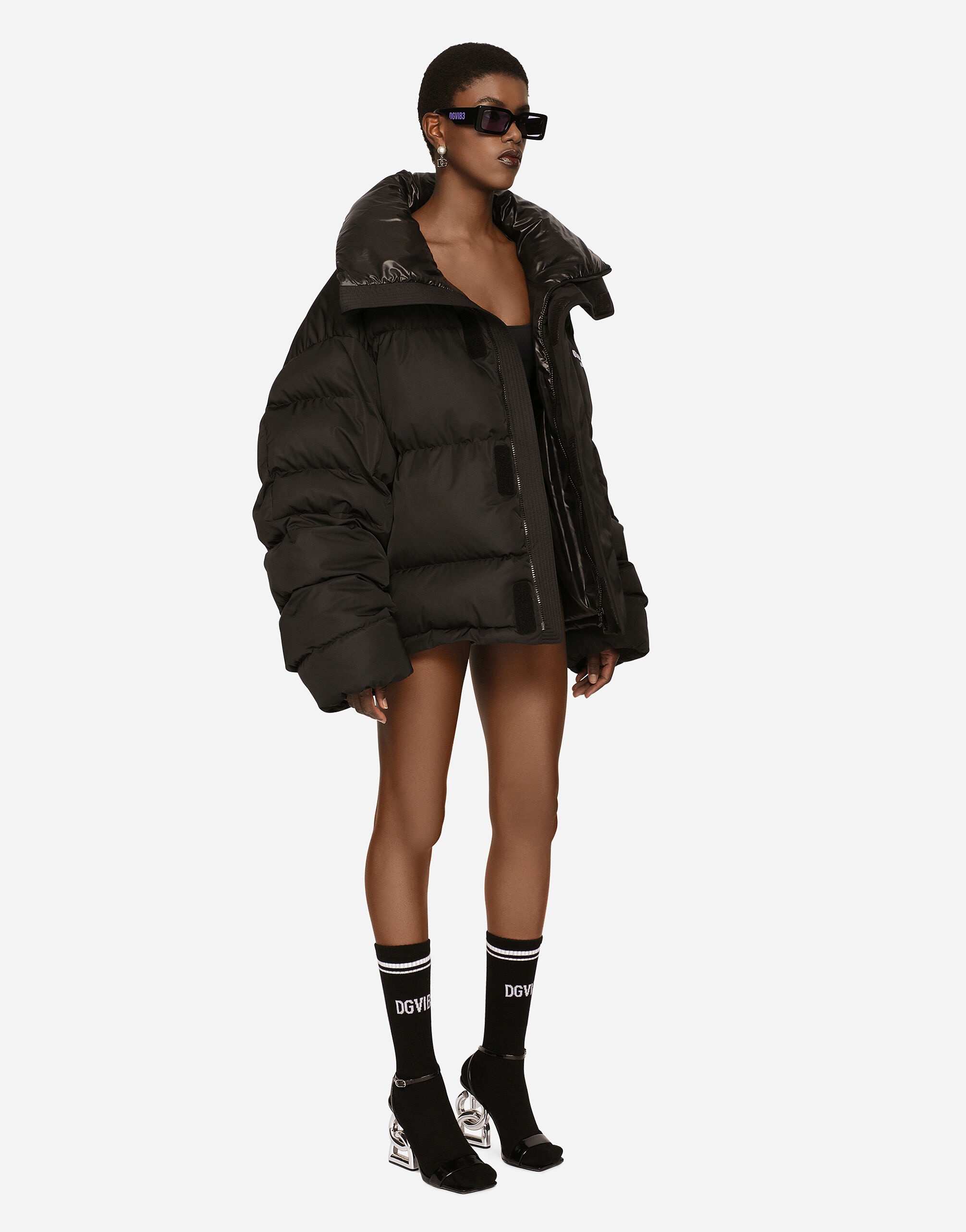 Padded nylon down jacket with high neck DGVIB3 - 6