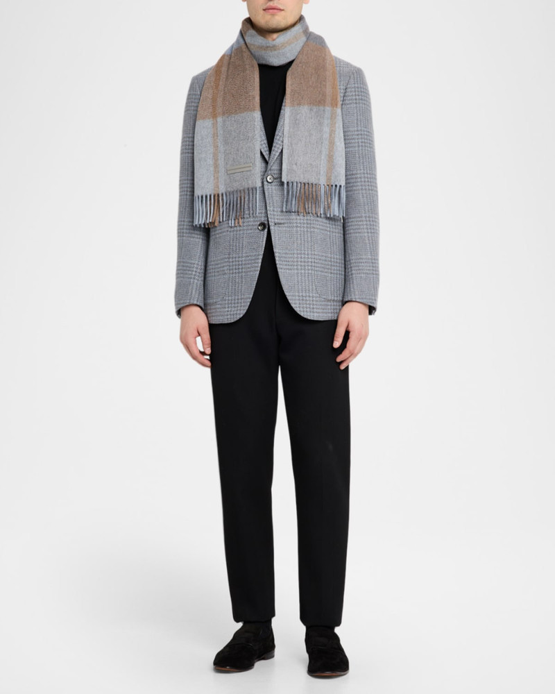 ZEGNA Men's Oasi Cashmere Scarf with Leather Brand Mark outlook