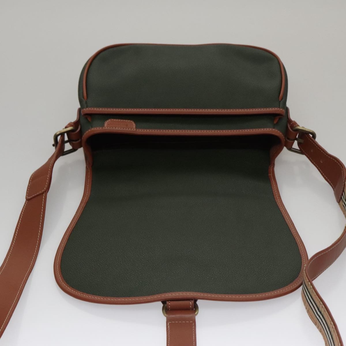 Burberry Shoulder Bag Pvc Leather Green Brown Gold - 15